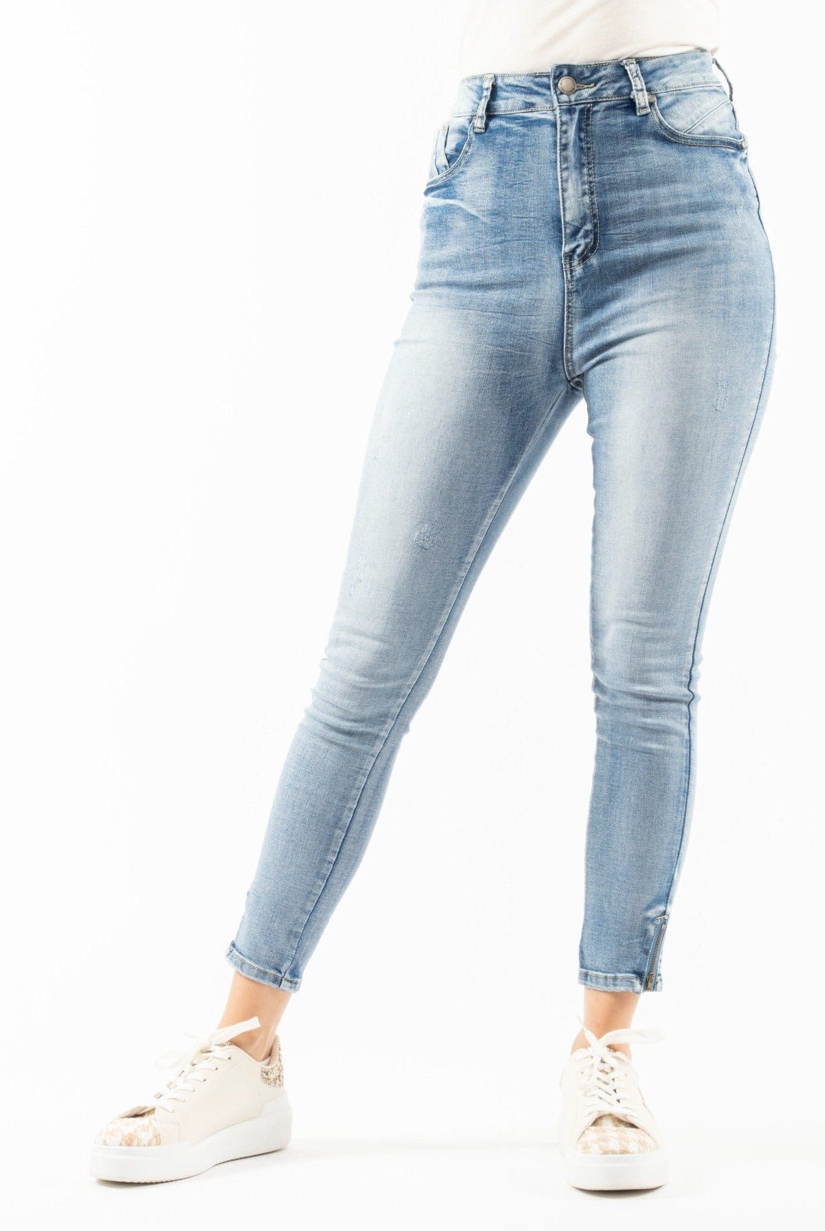 نتشي بنطلون جينز بخصر مرتفع سكيني طويل نسائي