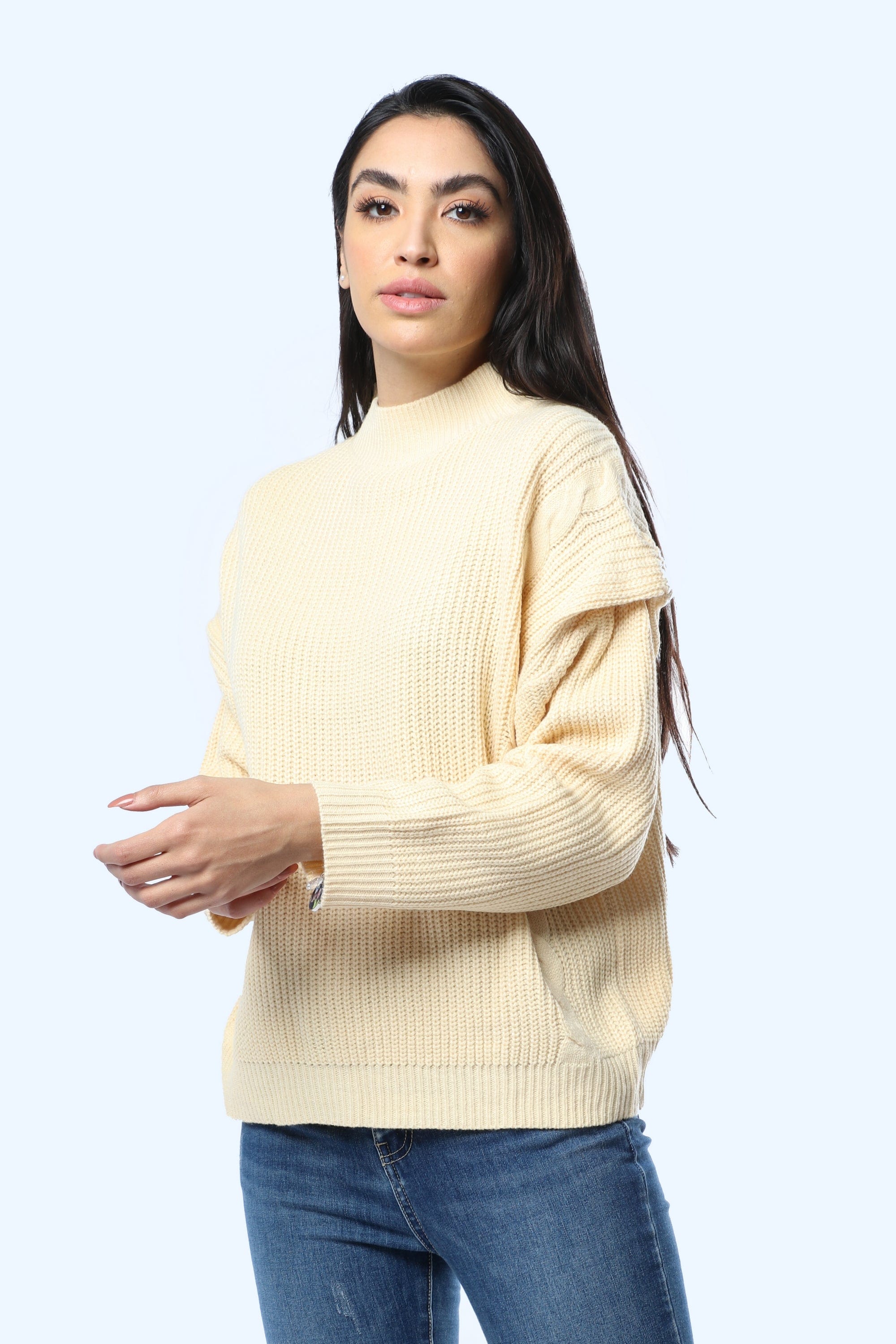 نتشي بلوفر صوف أوفر سايز كم طويل نسائي