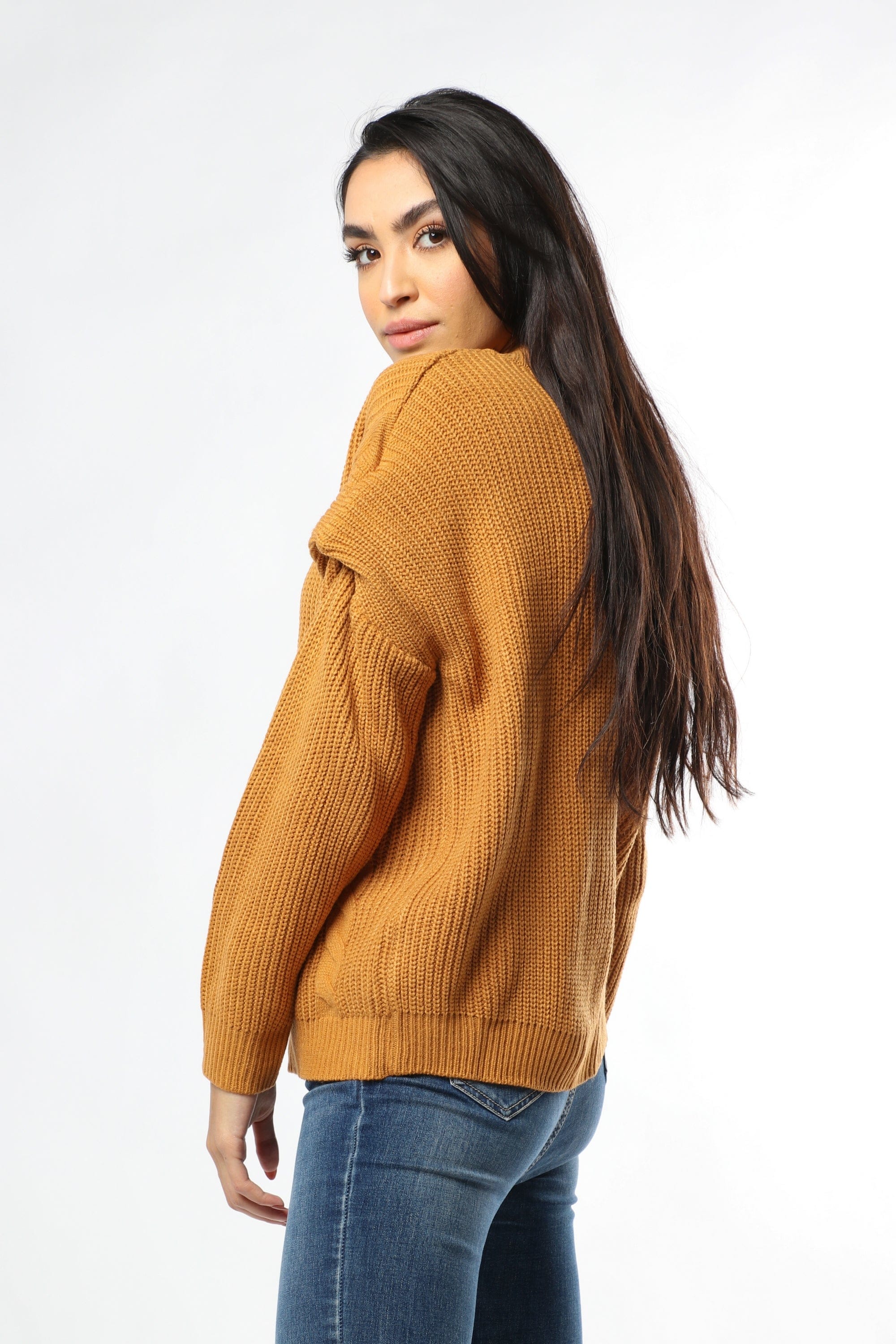 نتشي بلوفر صوف أوفر سايز كم طويل نسائي