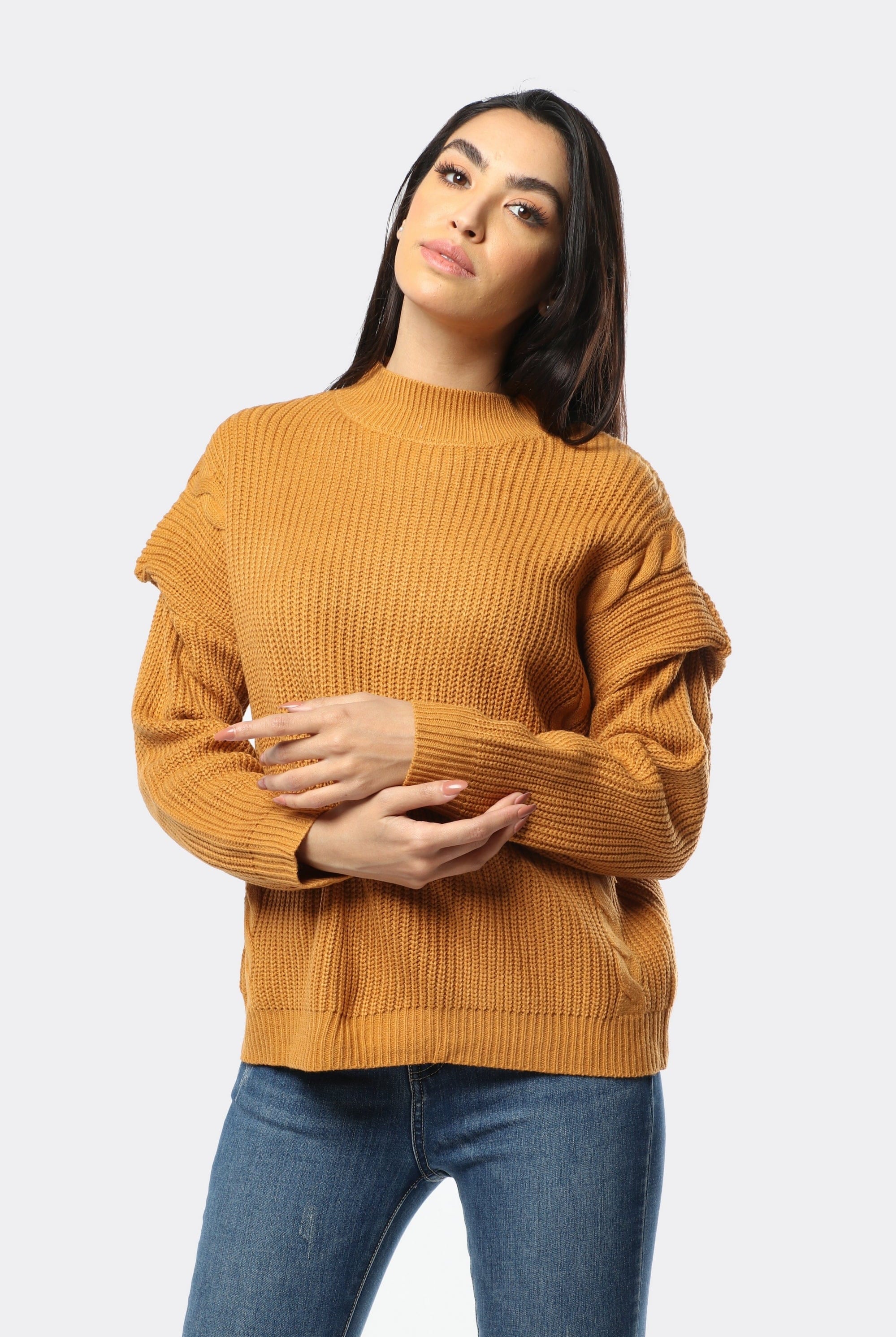 نتشي بلوفر صوف أوفر سايز كم طويل نسائي