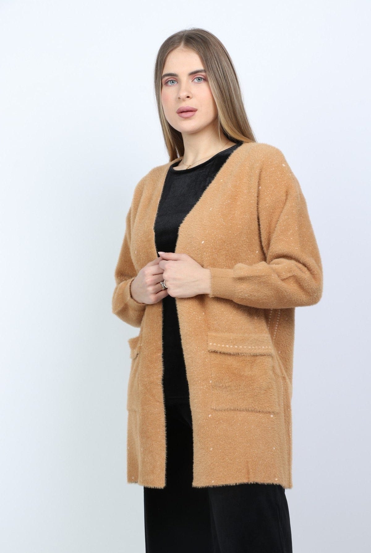 نتشي كارديجان نسائي بأكمام طويلة بجيب أمامي