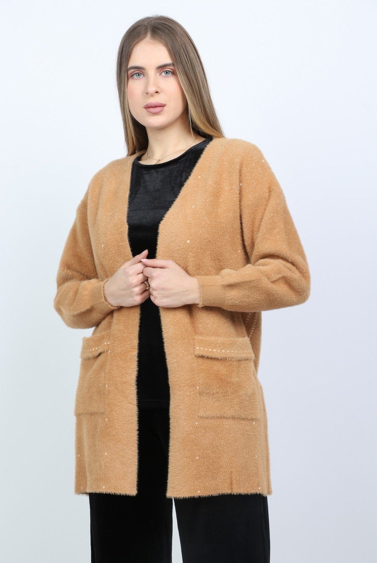 نتشي كارديجان نسائي بأكمام طويلة بجيب أمامي