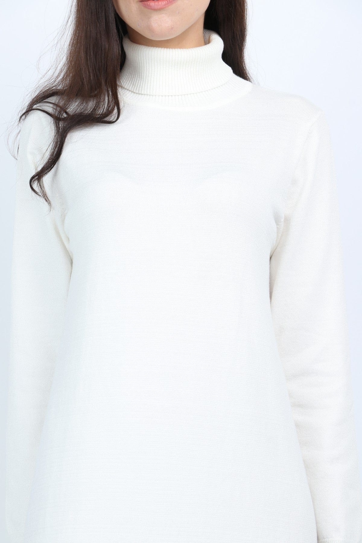 نتشي فستان ميدي صوف شتوي بأكمام طويلة