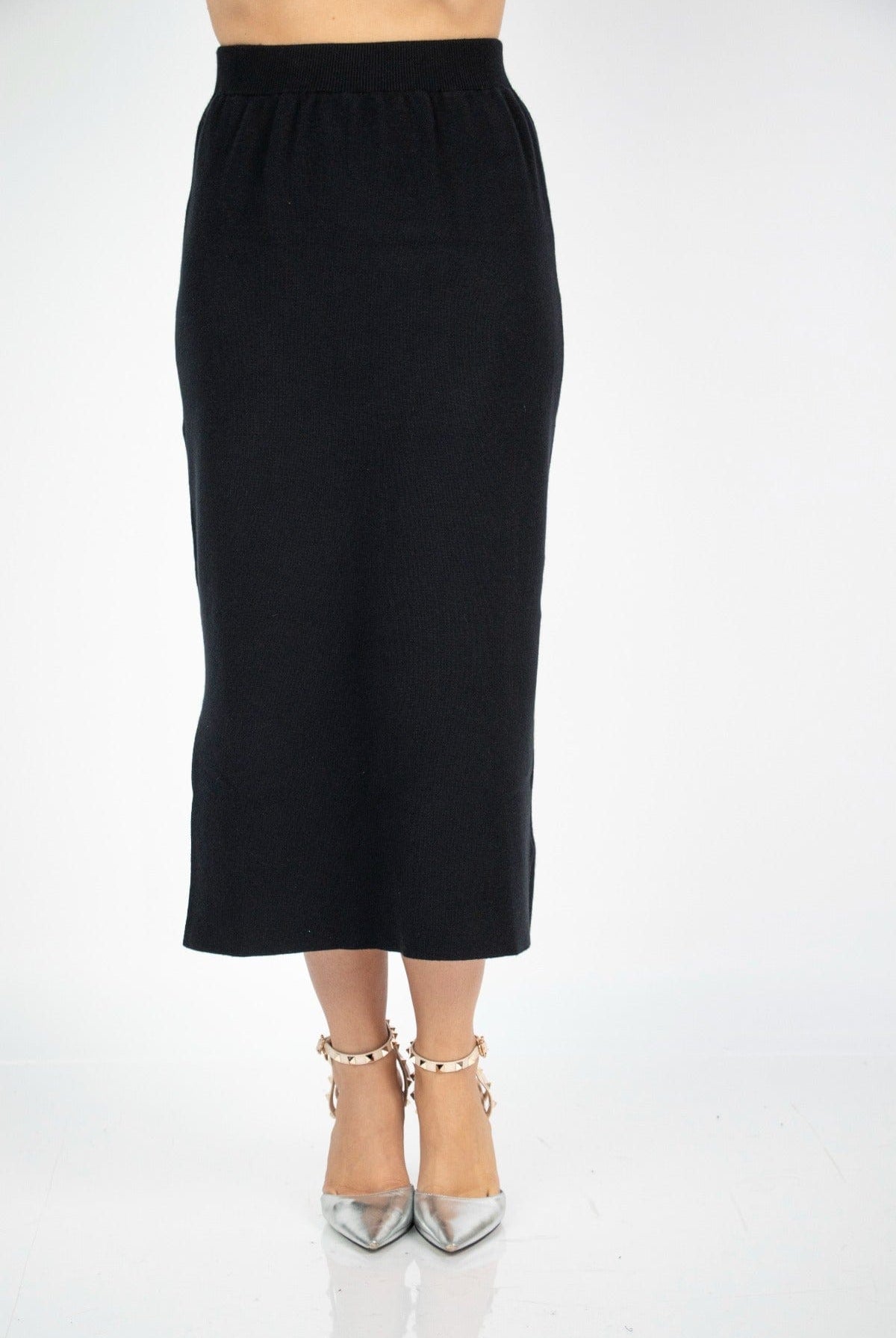 نتشي تنورة ميدي ضيقة رسمية بفتحة على الجنب بحزام خصر مطاط