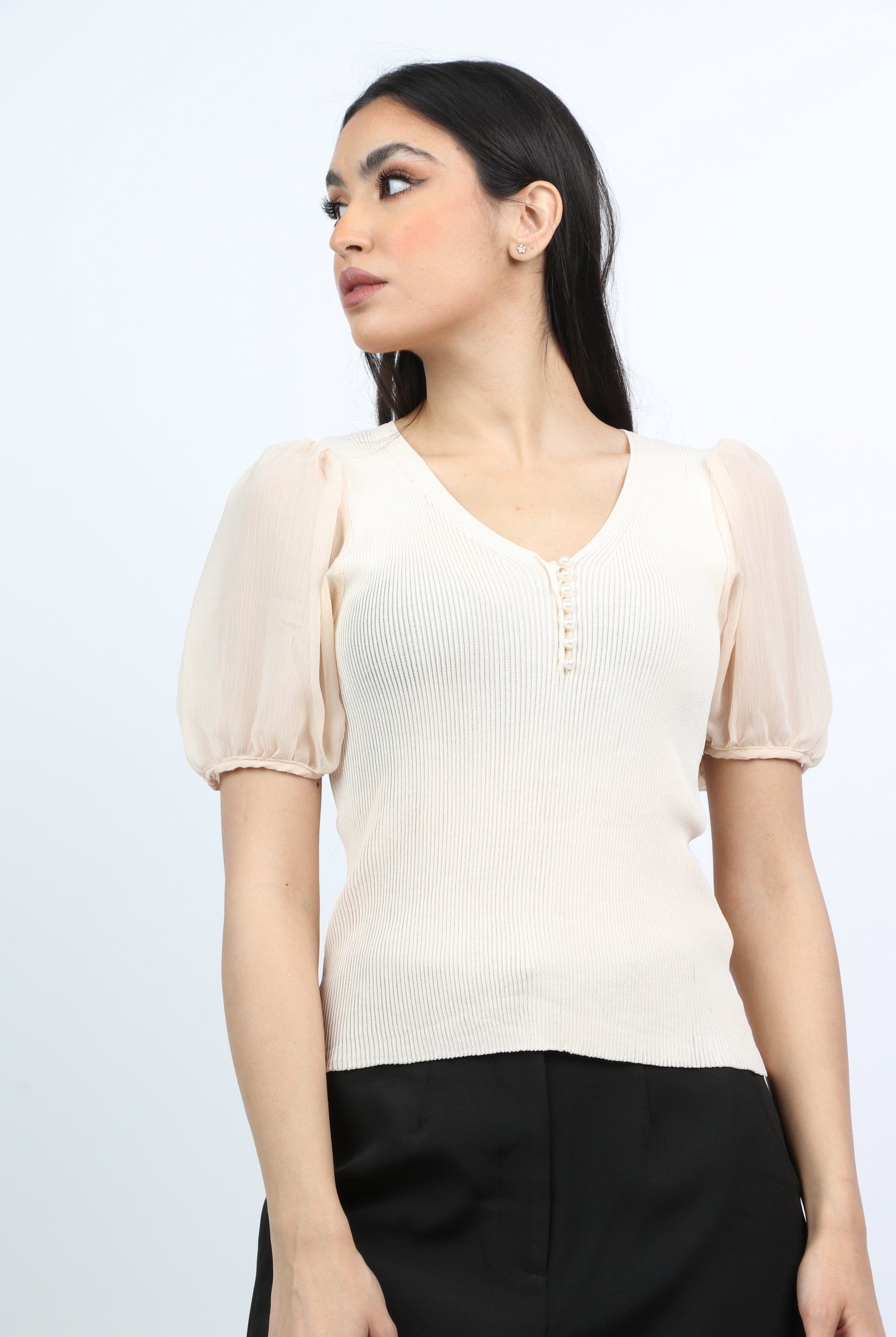 نتشي بلوزة صيفي بأكمام منفوخة