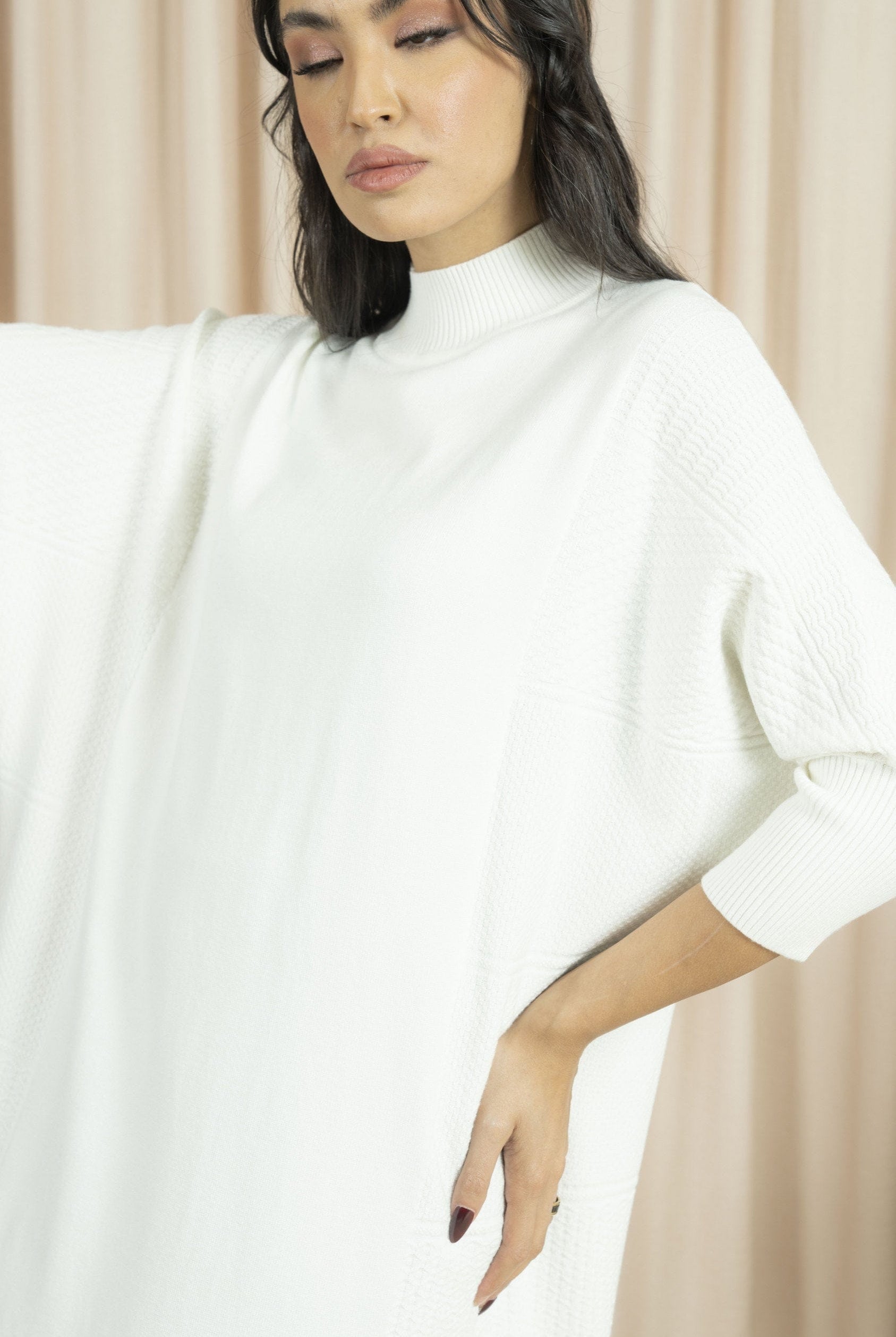 نتشي فستان شتوي ميدي طويل نسائية منسوجة