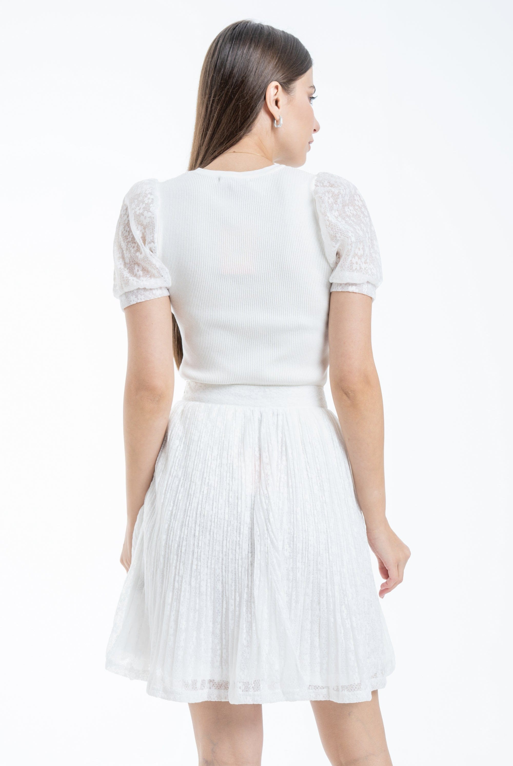 نتشي توب مضلع كم قصير بف شيفون نسائي