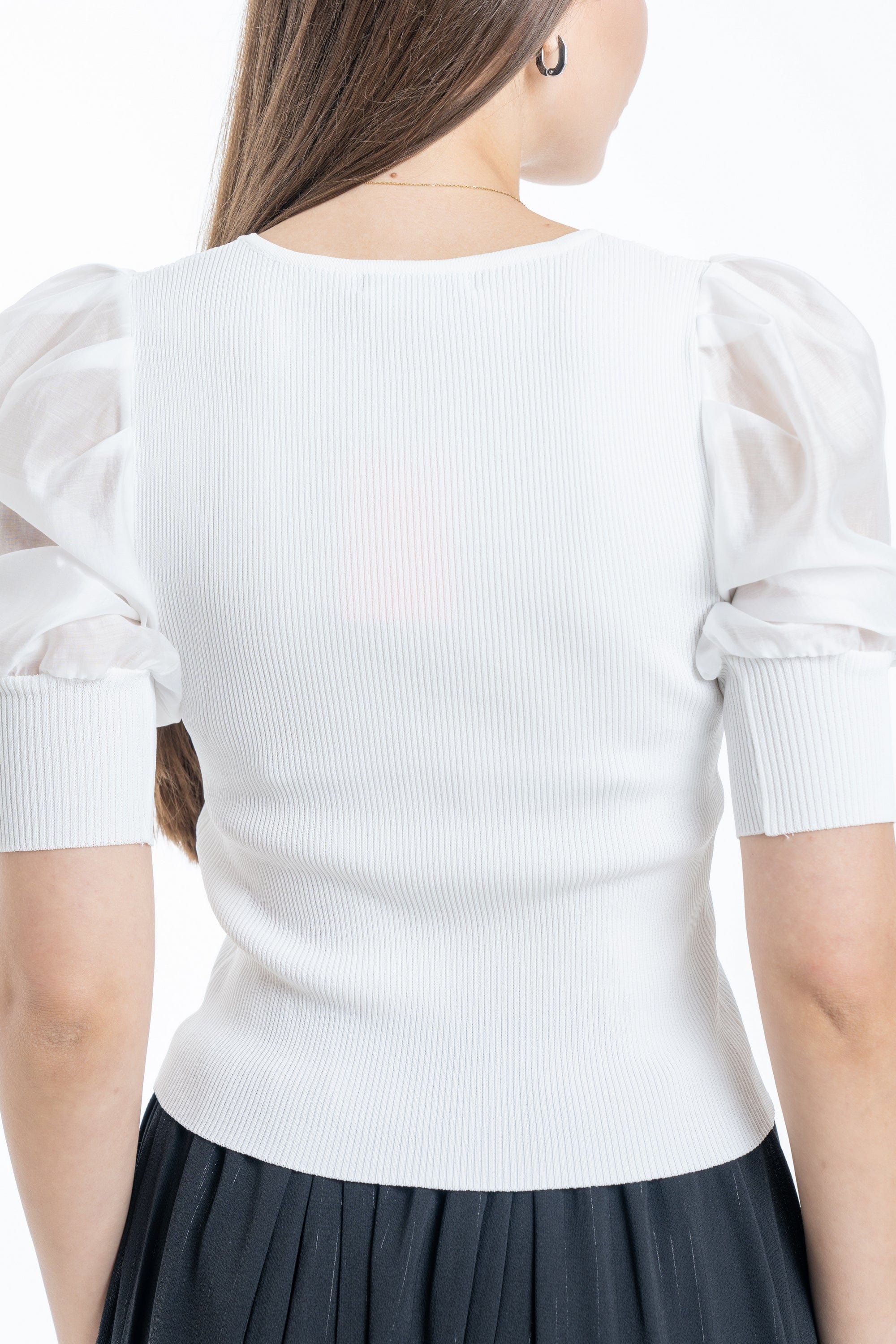 نتشي بلوزة نسائية سادة مخططة بأكمام شيفون