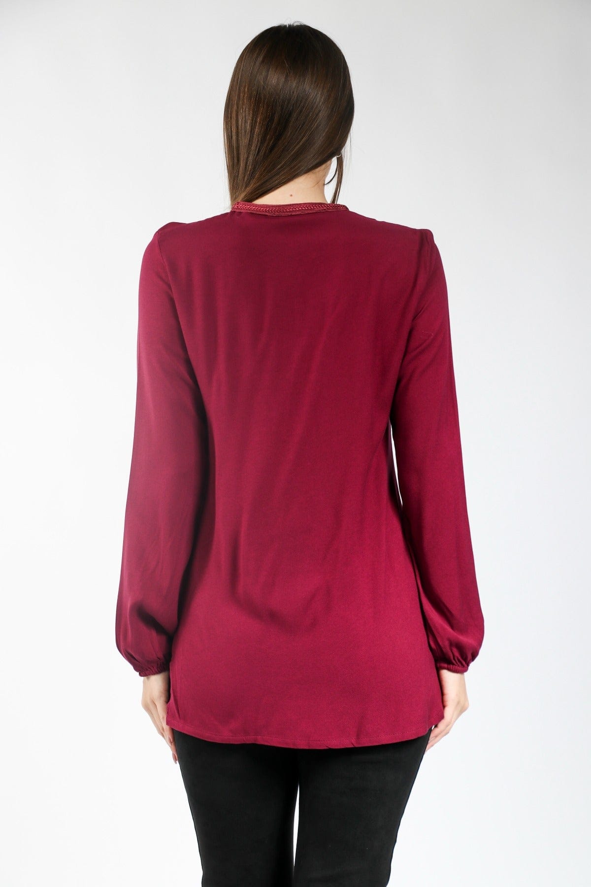 ديامانتين بلوزة مغربية مطرزة من الصدر كم طويل نسائي