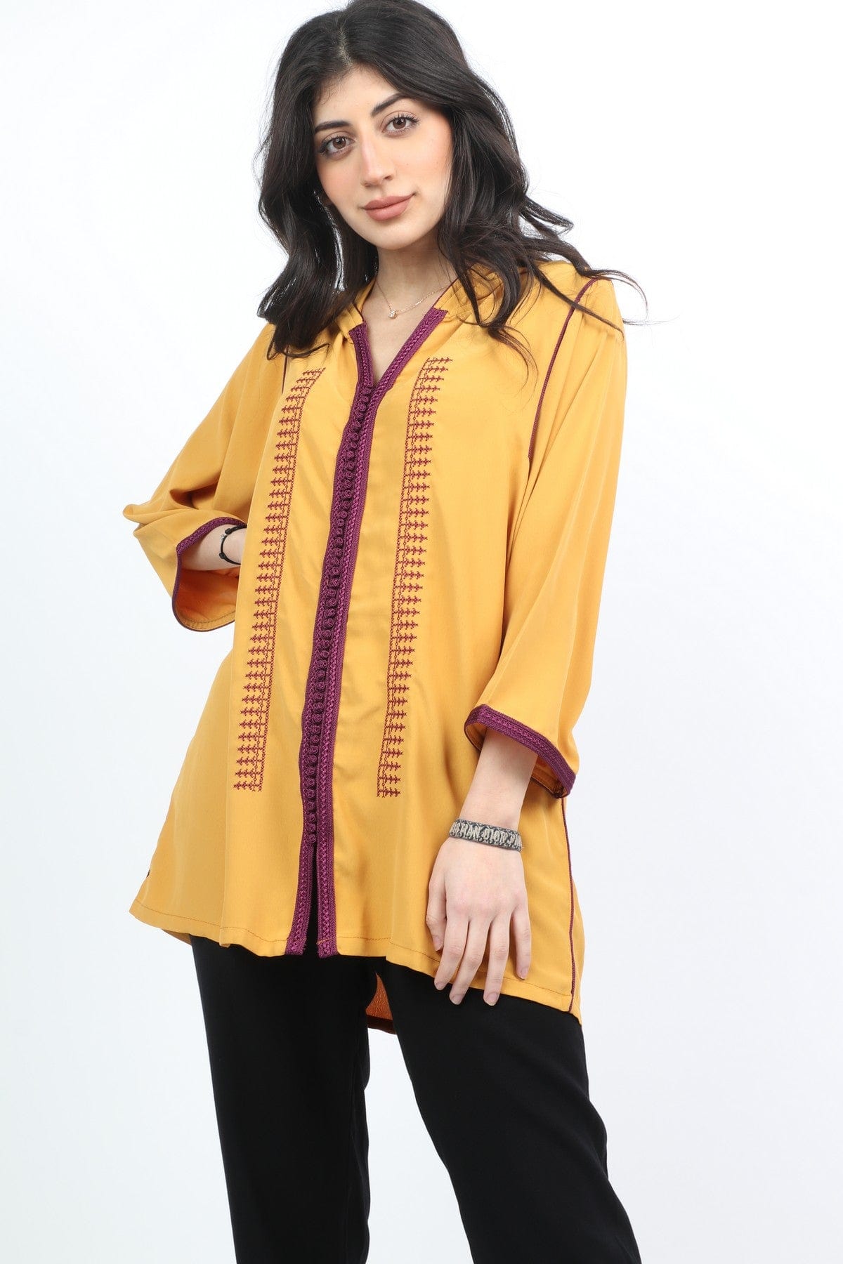 ديامانتين تونك نسائي مطرز من الأمام 3/4 كم نسائي