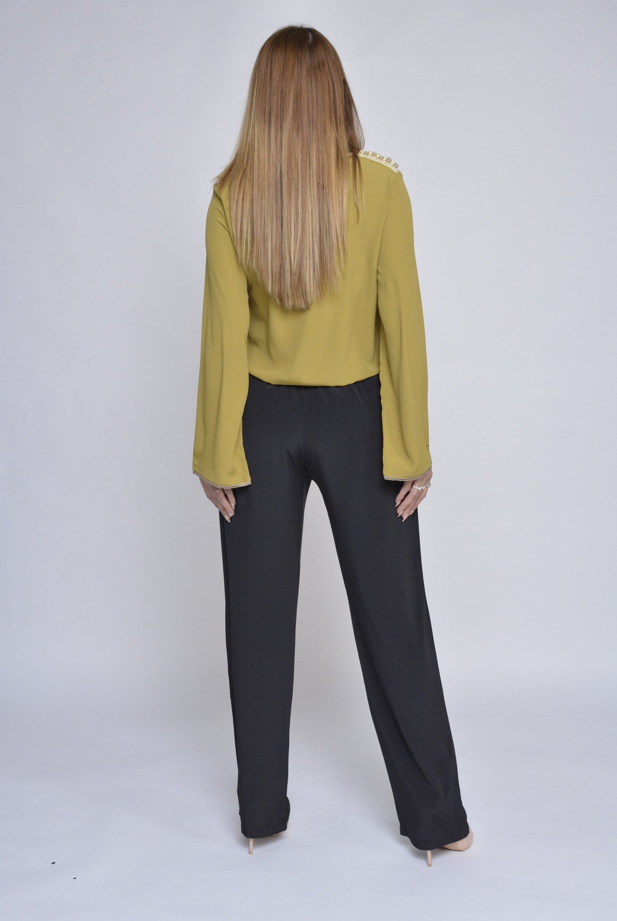 ديامانتين تونك سادة برباط على الخصر كم طويل نسائي