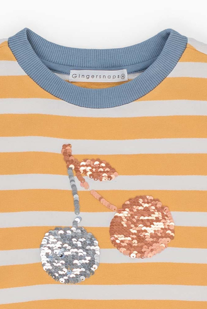 جينجرسنابس بلوزة بناتي نص كم مخطط بالعرض كريم ذهبي