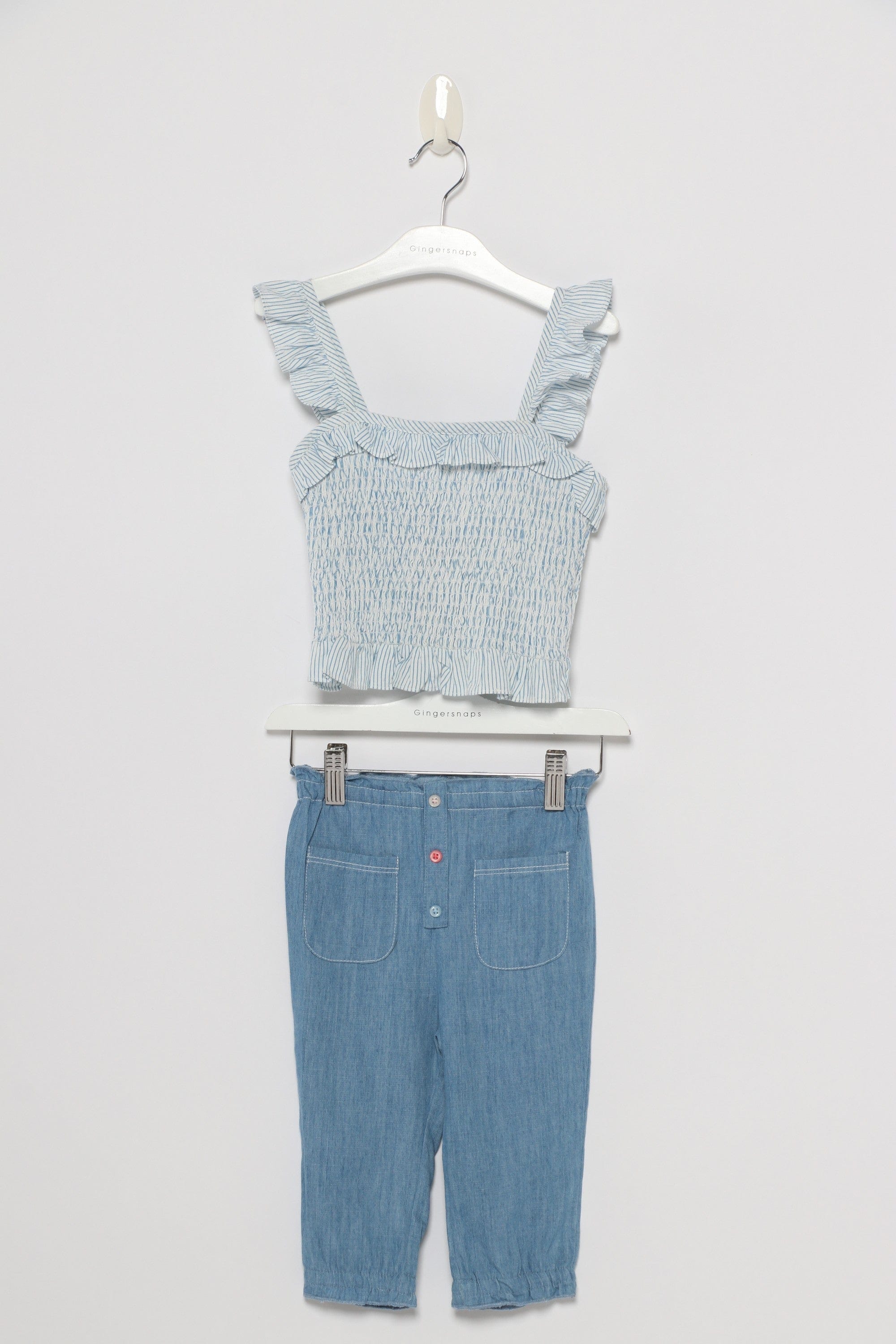 جينجرسنابس بلوزة مشجرة كم طويل بناتي أزرق