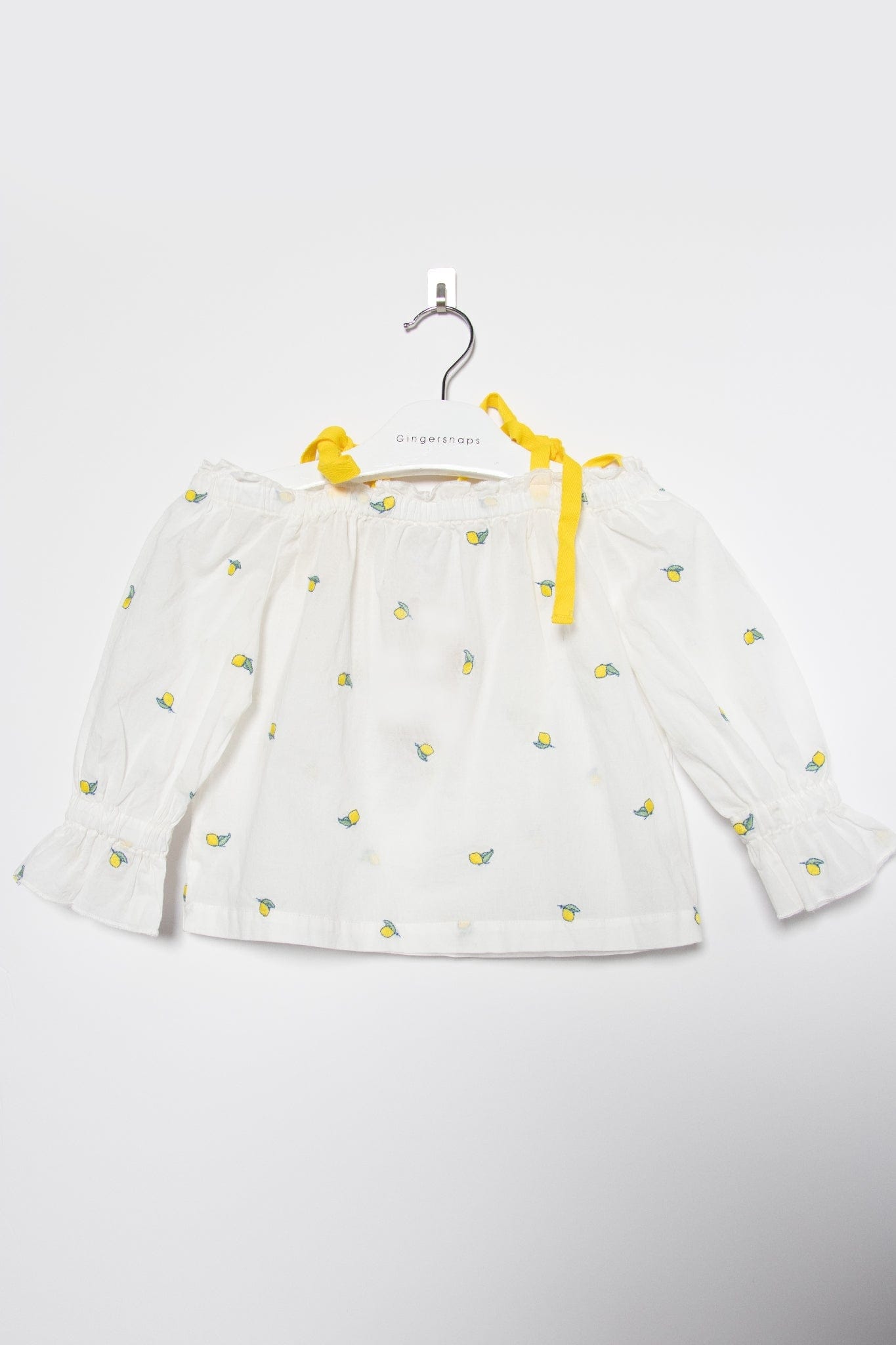 جينجرسنابس بلوزة نص بطن منقوشة كم قصير بف بناتي أوف وايت