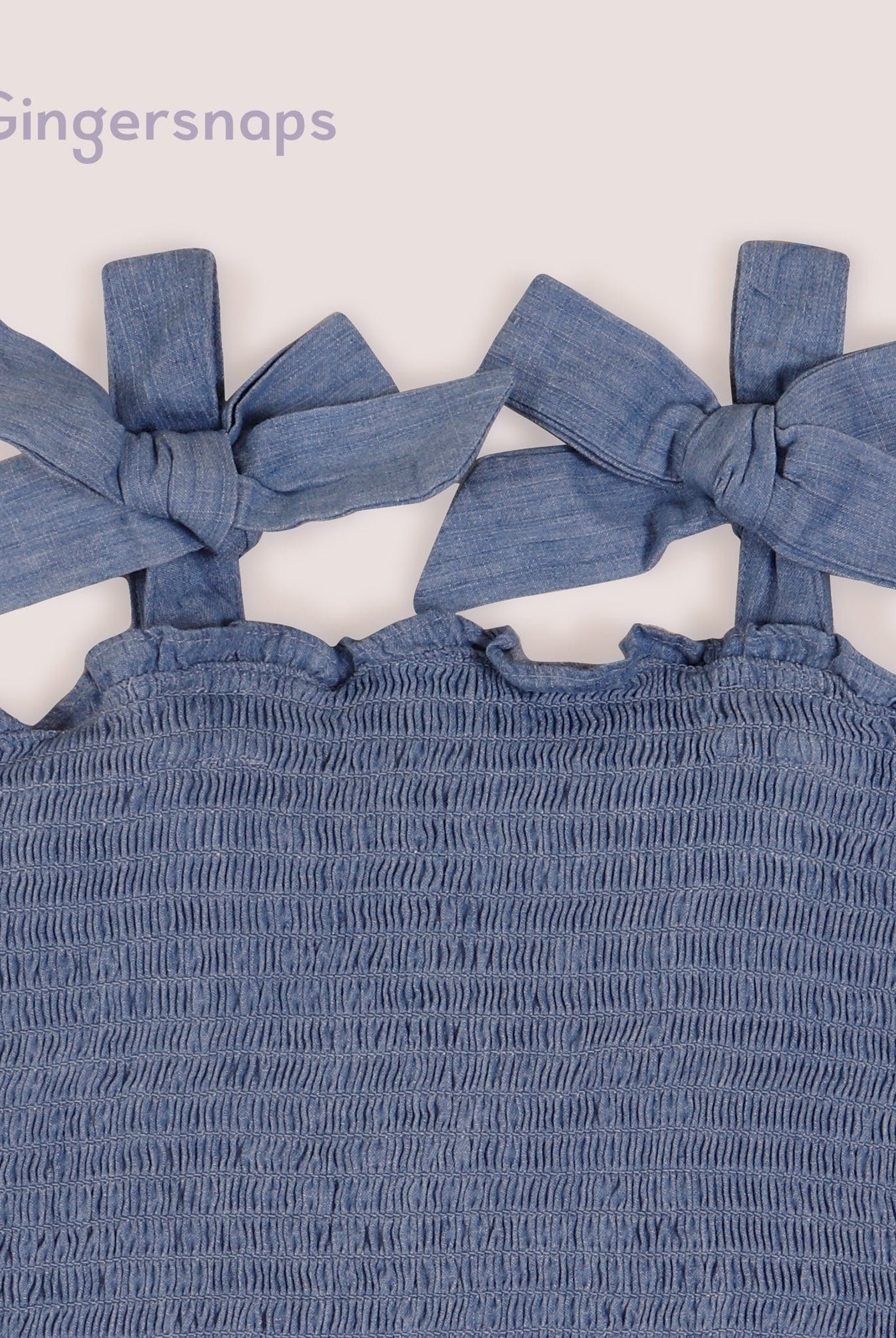 جينجرسنابس بلوزة جينز زم حمالات فيونكة بناتي أزرق فاتح