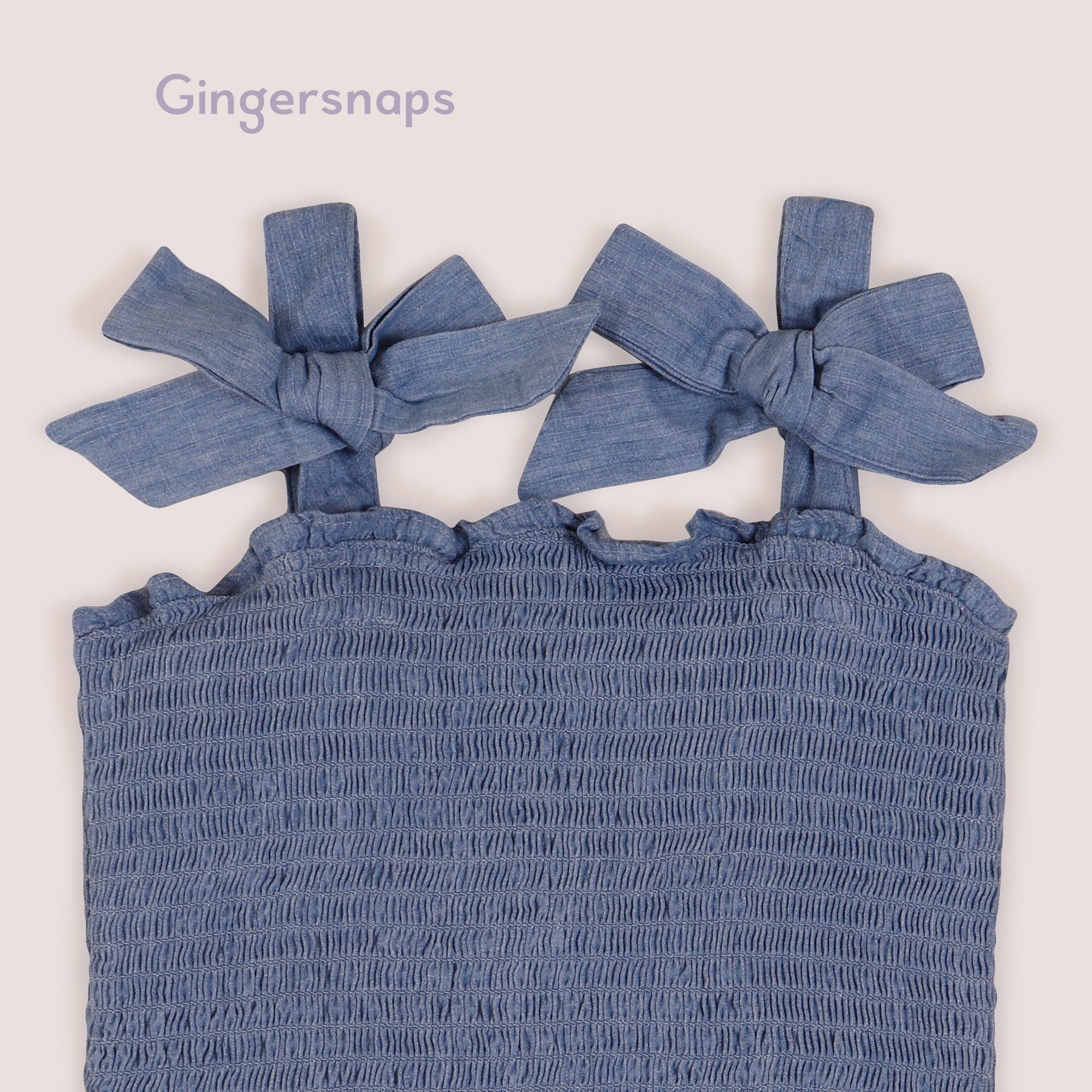 جينجرسنابس بلوزة جينز زم حمالات فيونكة بناتي أزرق فاتح