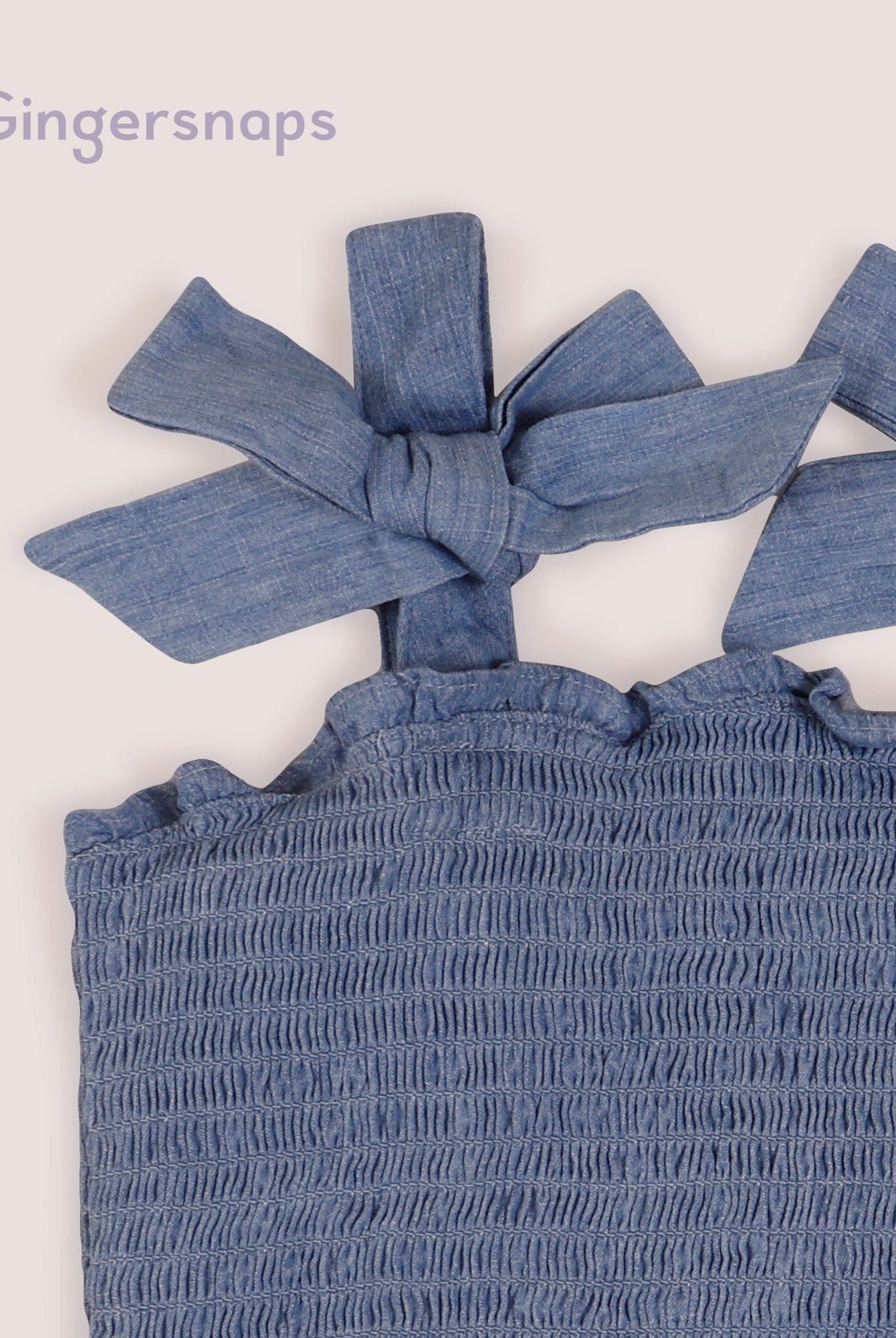 جينجرسنابس بلوزة جينز زم حمالات فيونكة بناتي أزرق فاتح