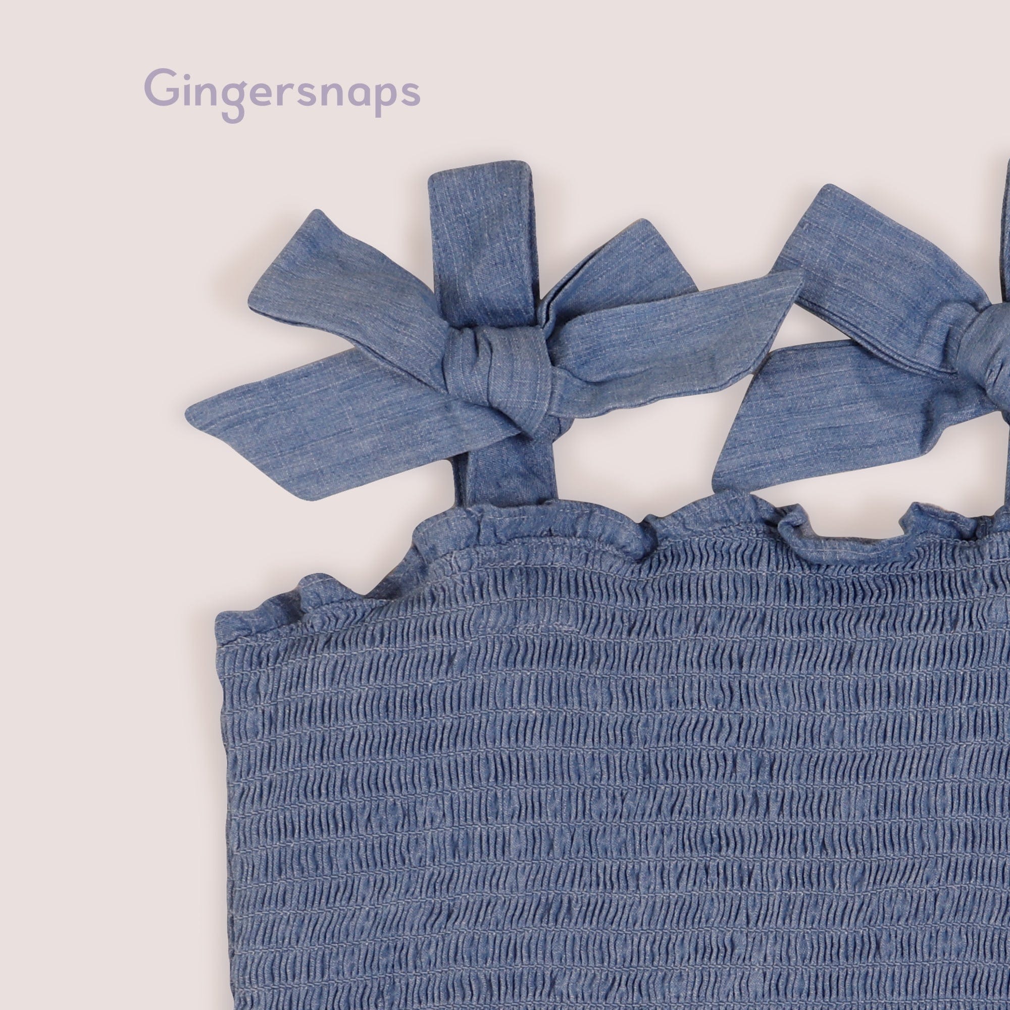 جينجرسنابس بلوزة جينز زم حمالات فيونكة بناتي أزرق فاتح