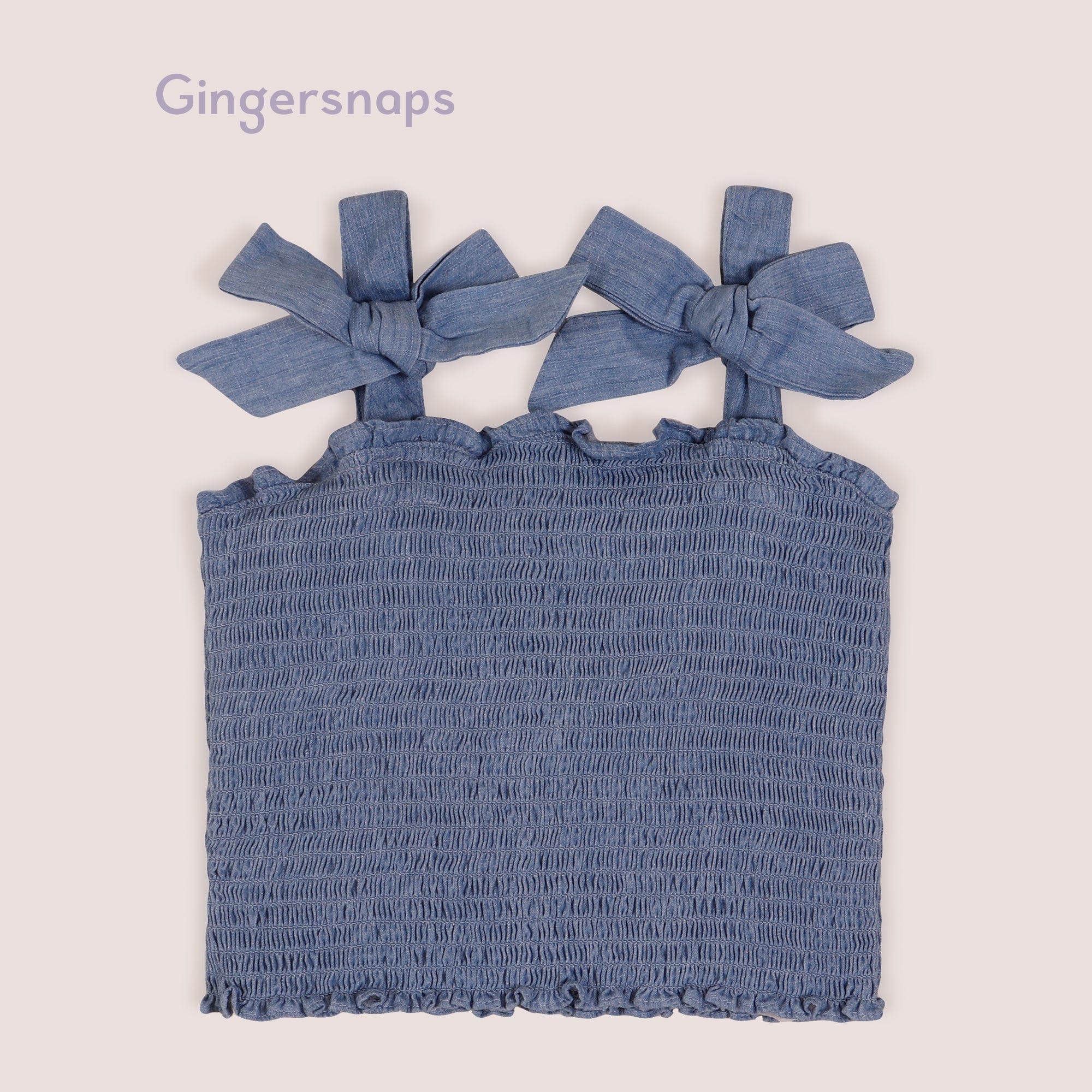 جينجرسنابس بلوزة جينز زم حمالات فيونكة بناتي أزرق فاتح