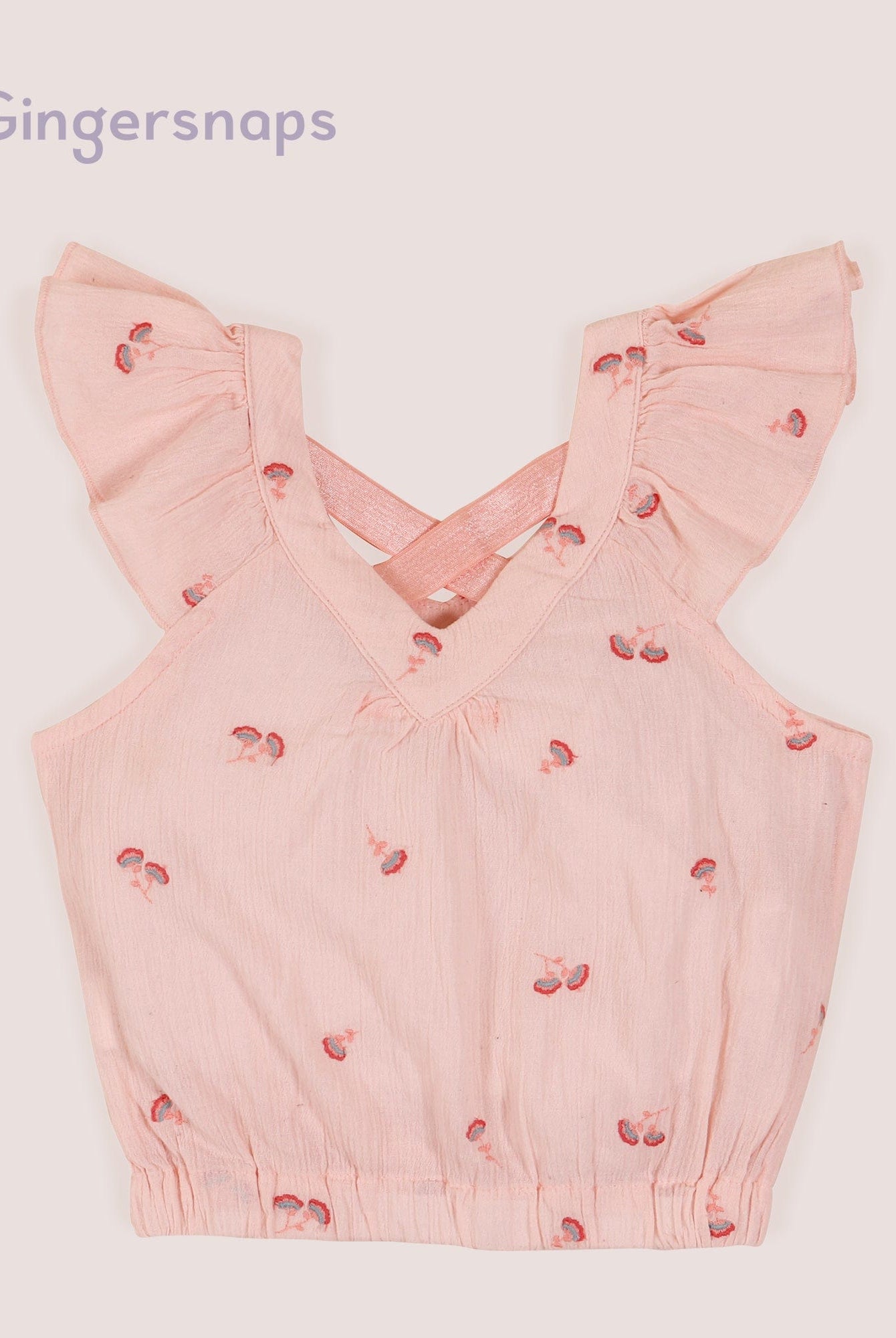 جينجرسنابس بلوزة بناتي حمالات بظهر مكشوف وردي