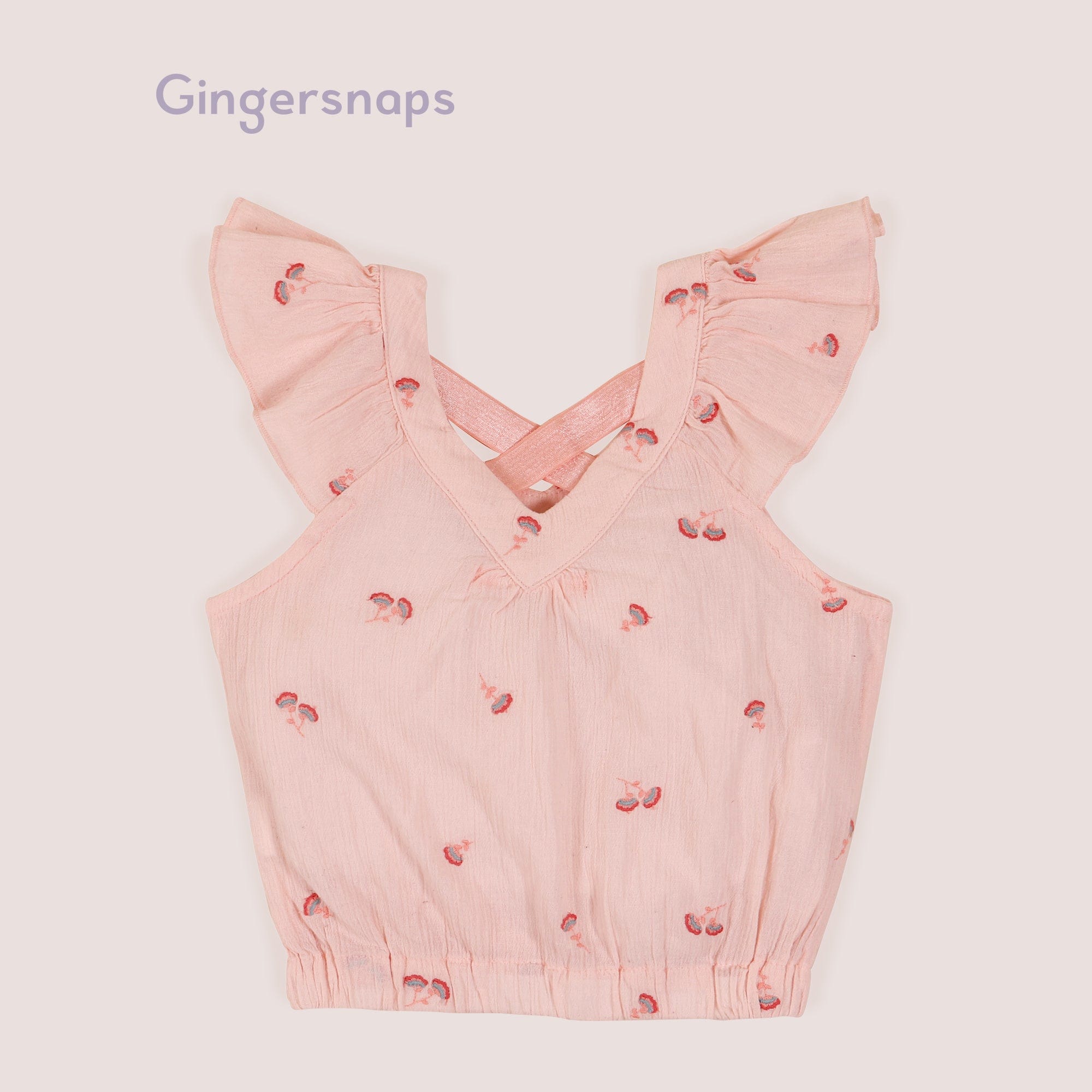 جينجرسنابس بلوزة بناتي حمالات بظهر مكشوف وردي
