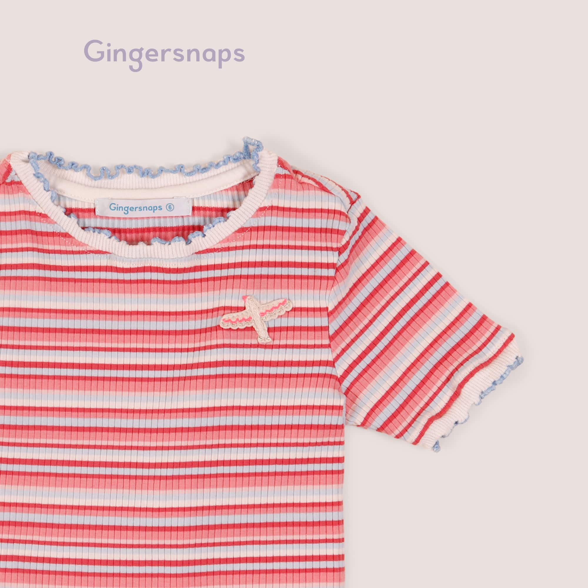 جينجرسنابس بلوزة نص بطن كم قصير بناتي متعدد الألوان