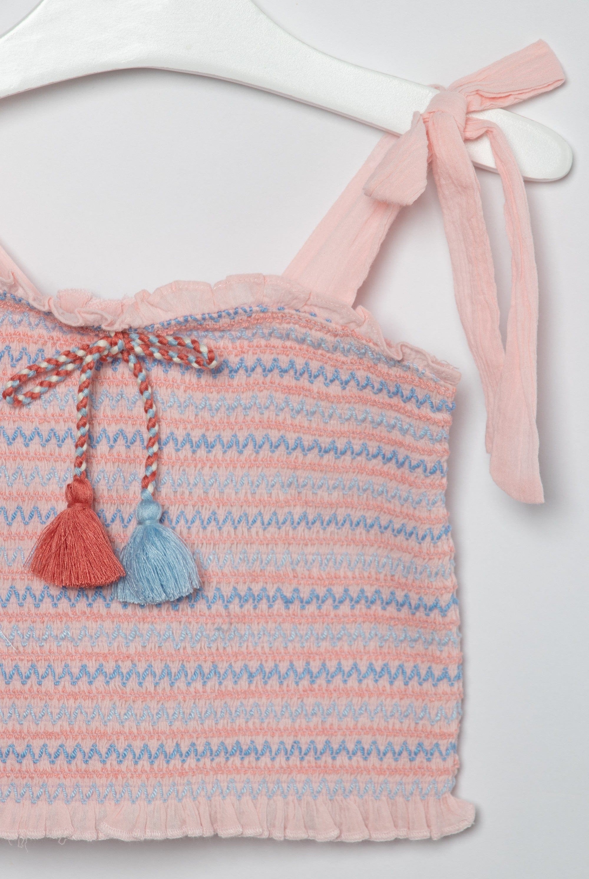 جينجرسنابس بلوزة منقوشة نقشة ناعمة كم قصير بف بناتي وردي فاتح