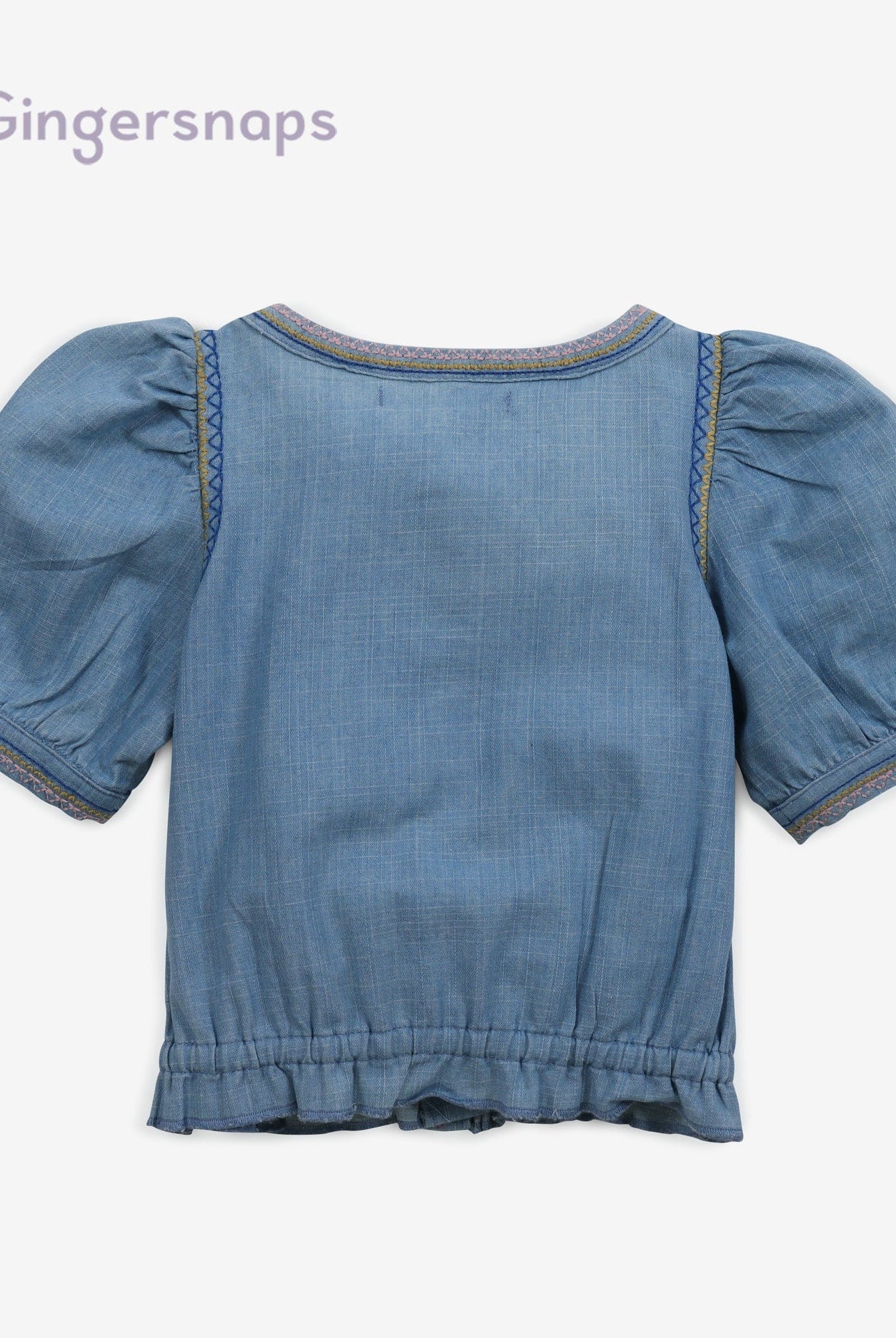 جينجرسنابس بلوزة صوف كت كشكش من أسفل بناتي أزرق فاتح