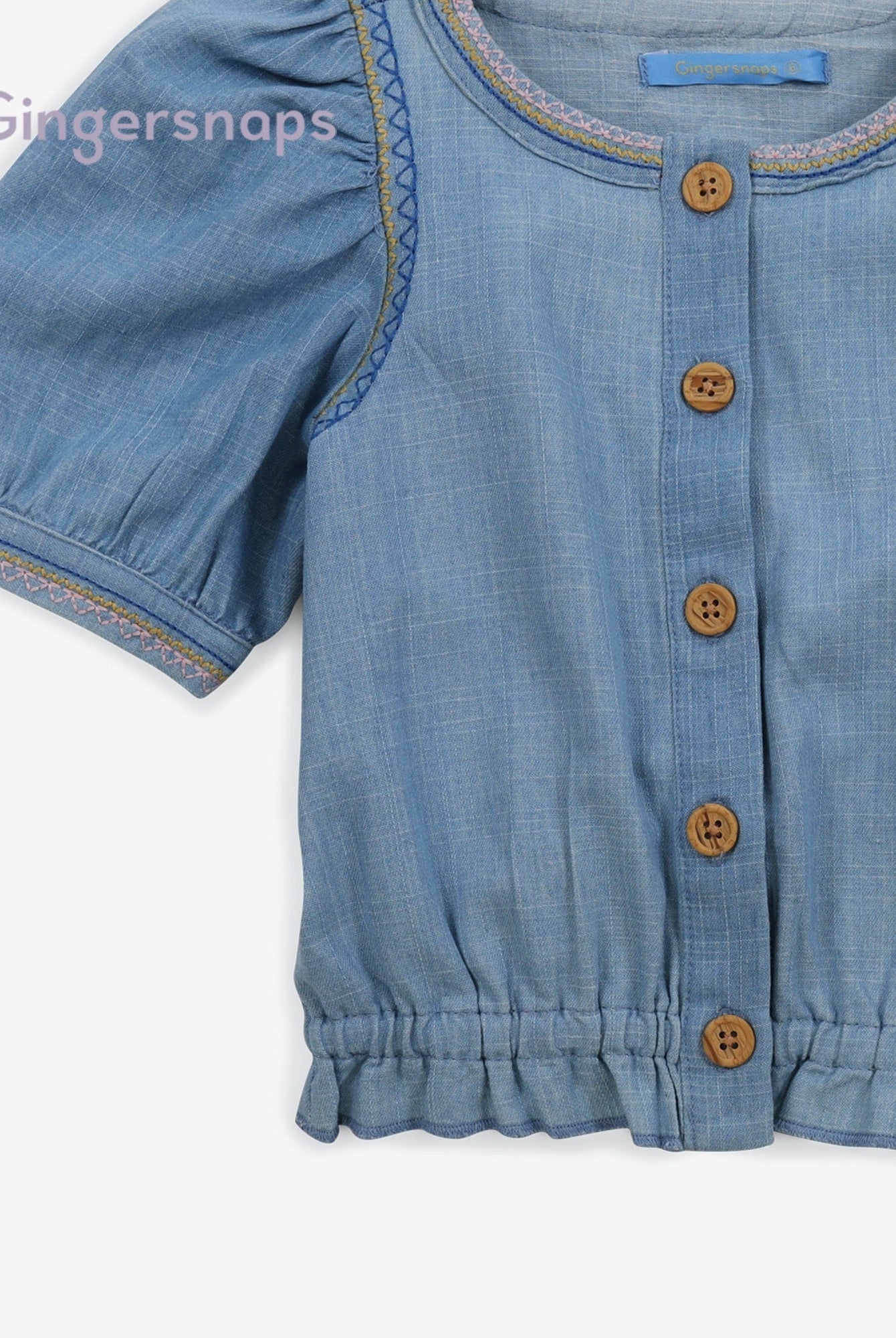 جينجرسنابس بلوزة صوف كت كشكش من أسفل بناتي أزرق فاتح