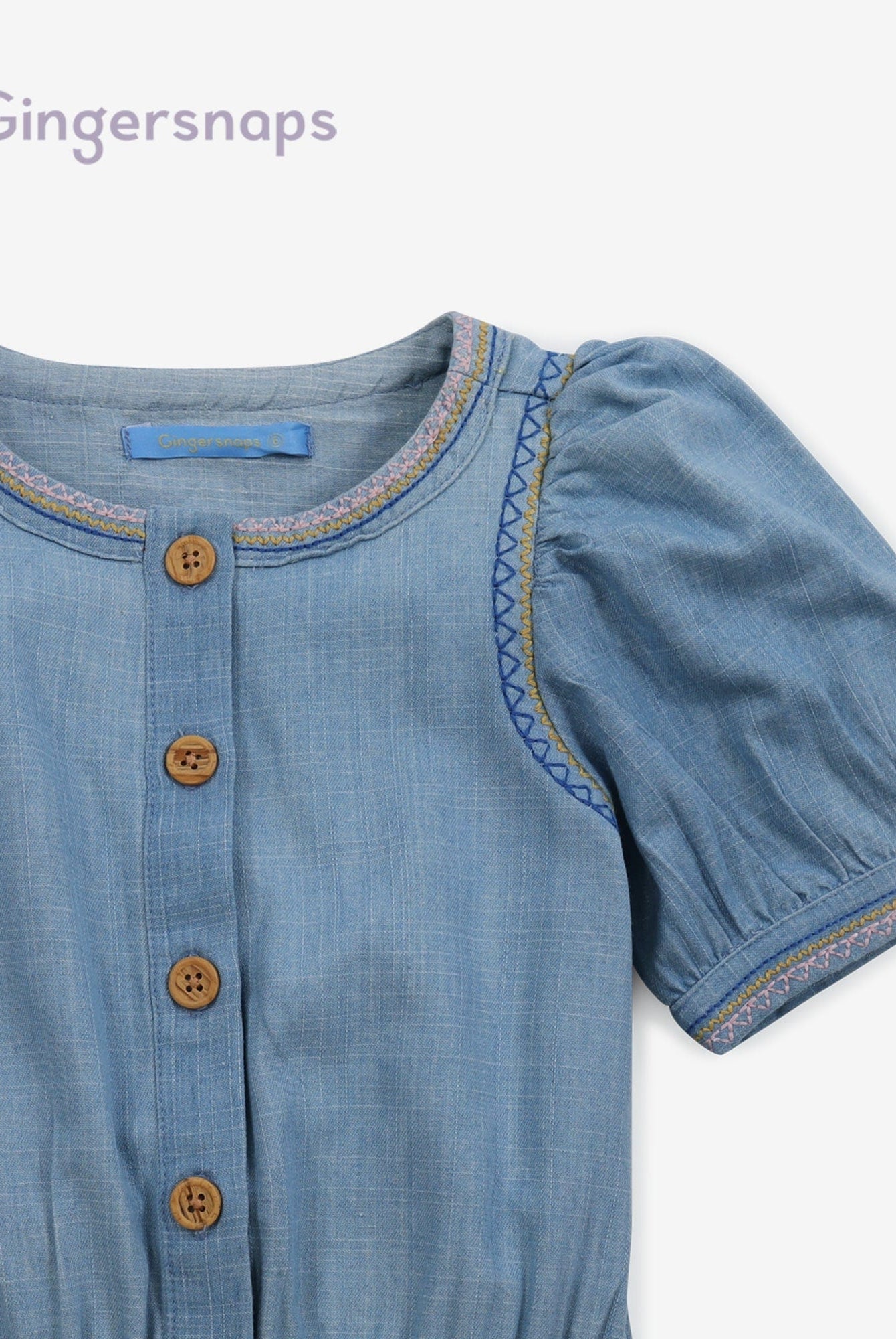 جينجرسنابس بلوزة صوف كت كشكش من أسفل بناتي أزرق فاتح