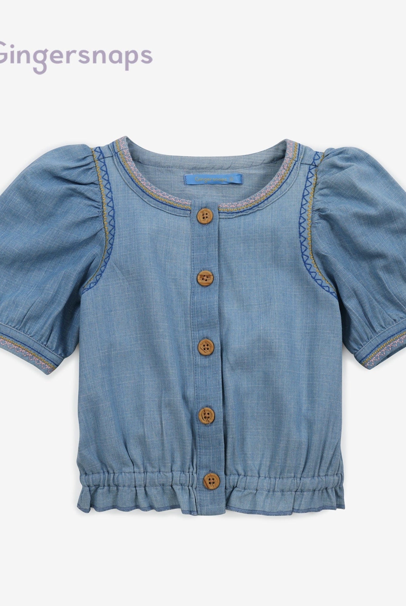 جينجرسنابس بلوزة صوف كت كشكش من أسفل بناتي أزرق فاتح