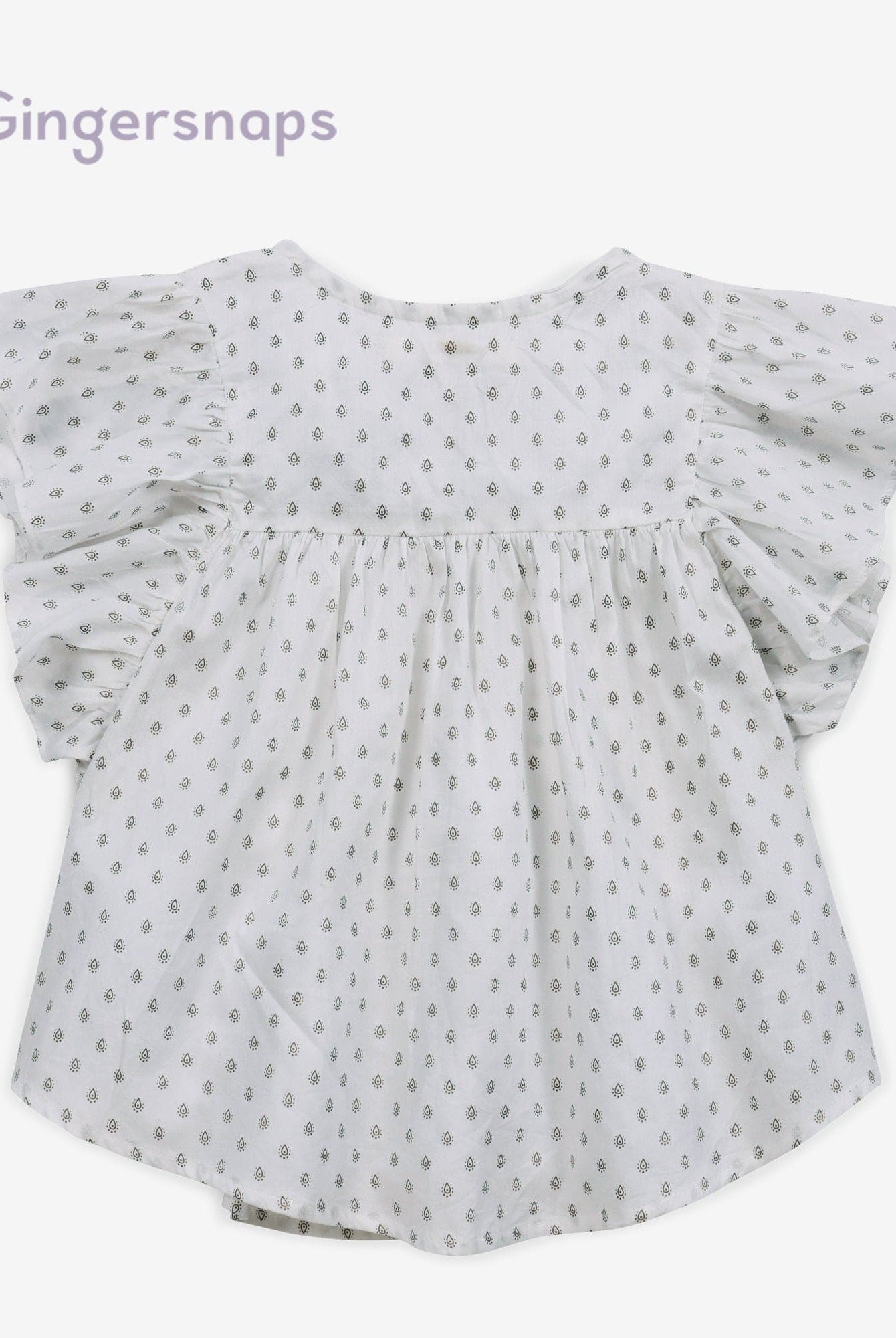 جينجرسنابس بلوزة مخرمة كم قصير منفوخ بناتي أوف وايت