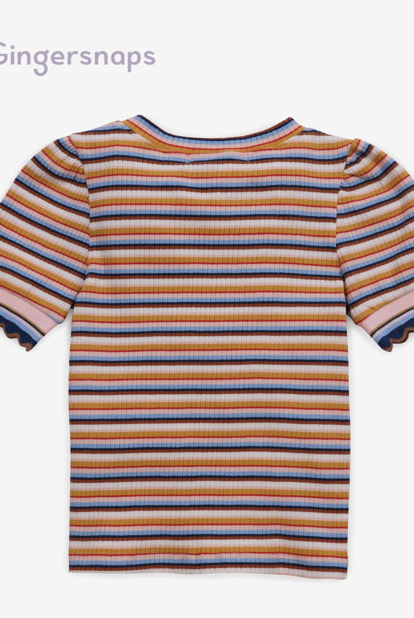 جينجرسنابس بلوزة مخططة بالعرض كم قصير منفوخ بناتي متعدد الألوان