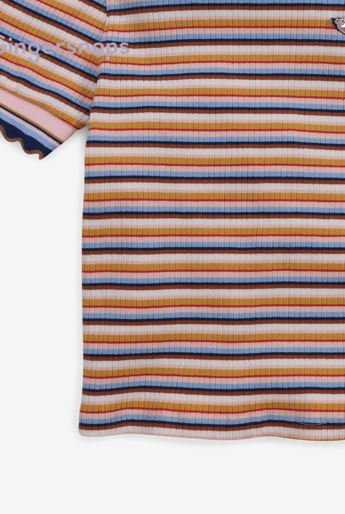 جينجرسنابس بلوزة مخططة بالعرض كم قصير منفوخ بناتي متعدد الألوان