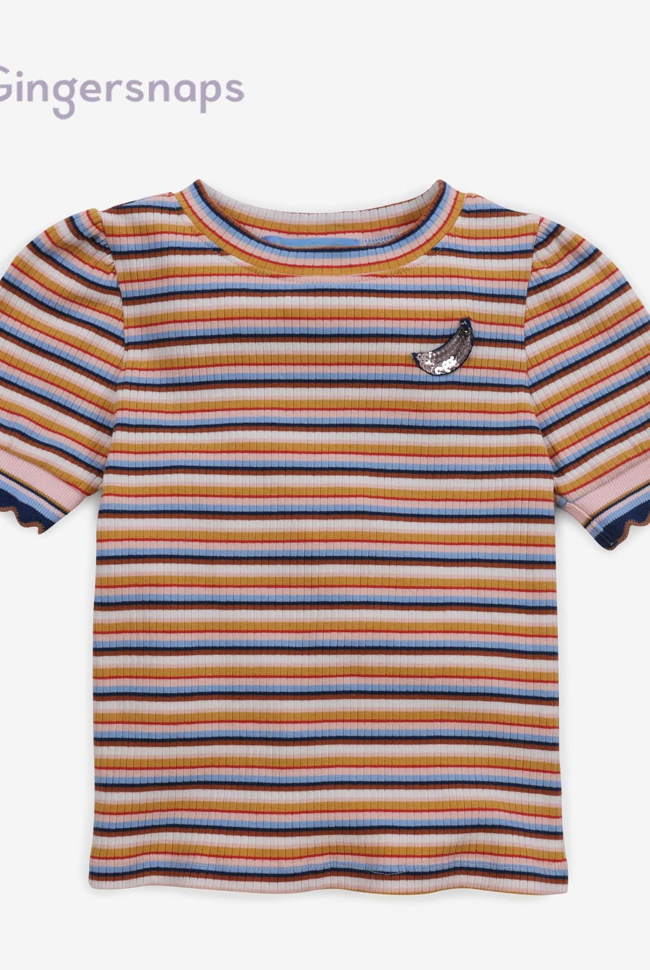 جينجرسنابس بلوزة مخططة بالعرض كم قصير منفوخ بناتي متعدد الألوان