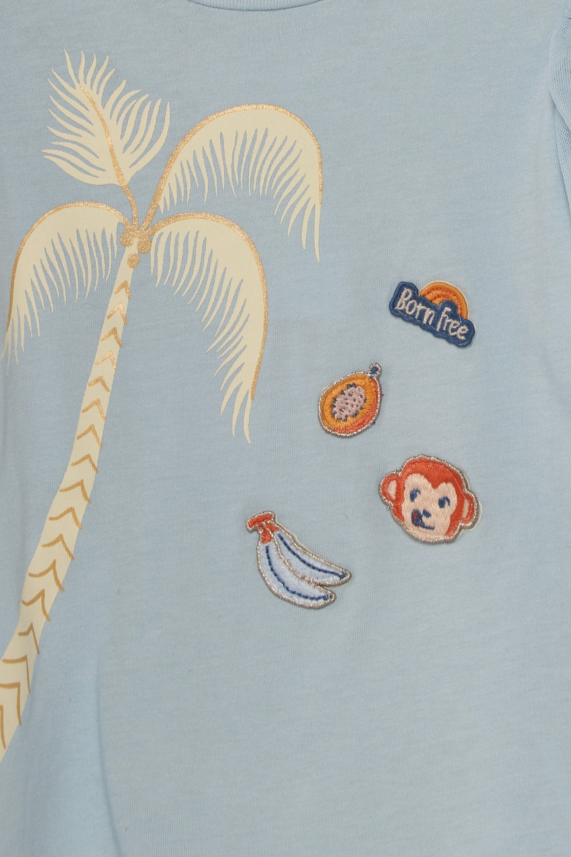 جينجرسنابس بلوزة بأزرار أمامية كم قصير بف بناتي أزرق سماوي