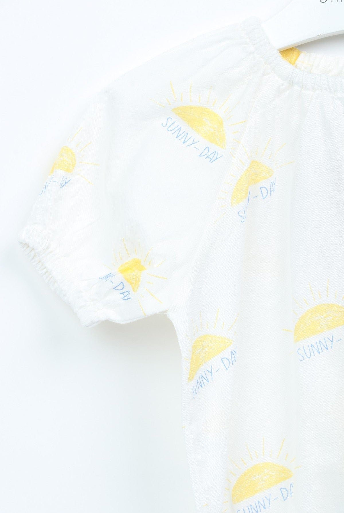 جينجرسنابس بلوزة بناتي منقوشة نص كم بف أبيض