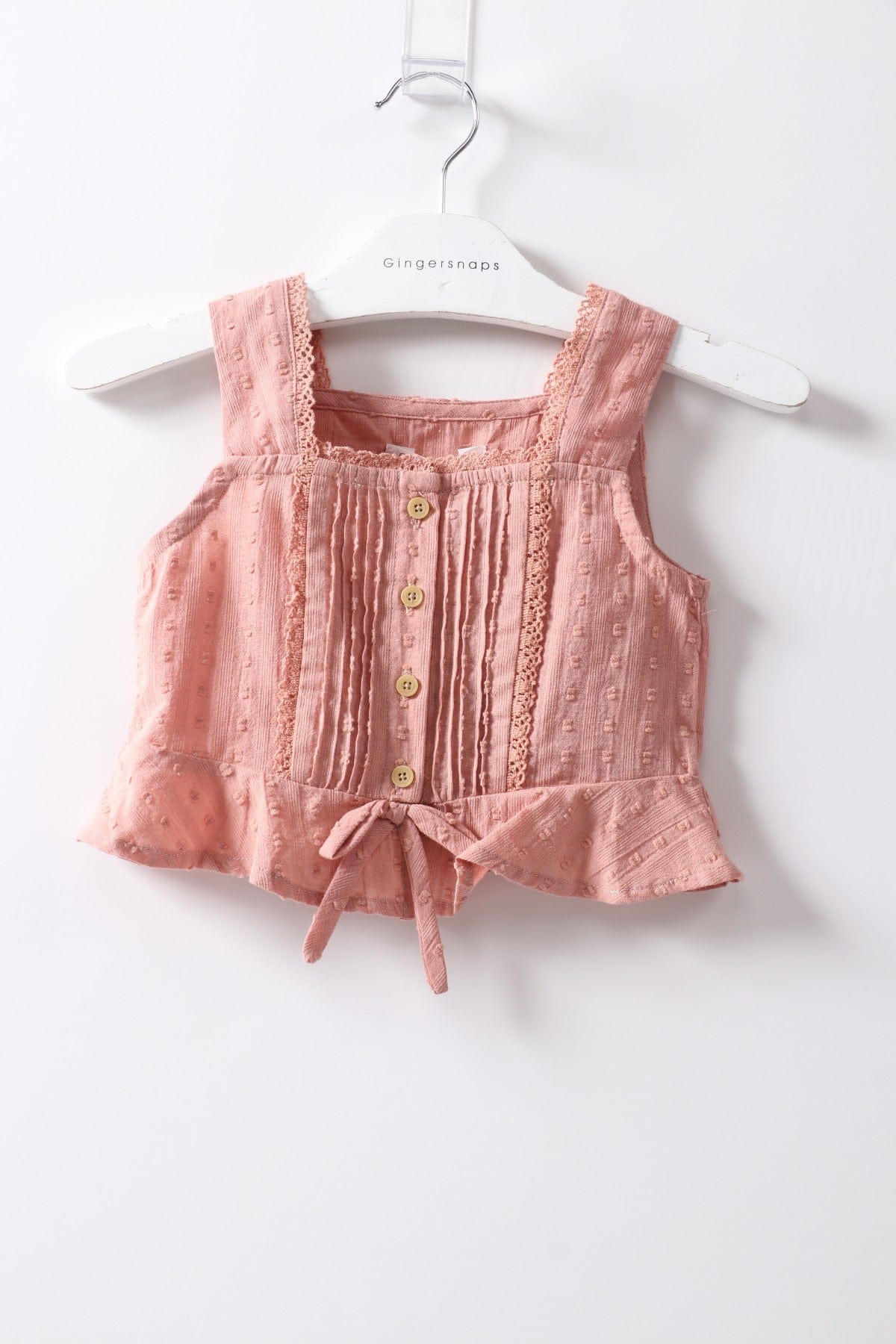 جينجرسنابس بلوزة بناتي حمالات مطرز بالخيوط زهري