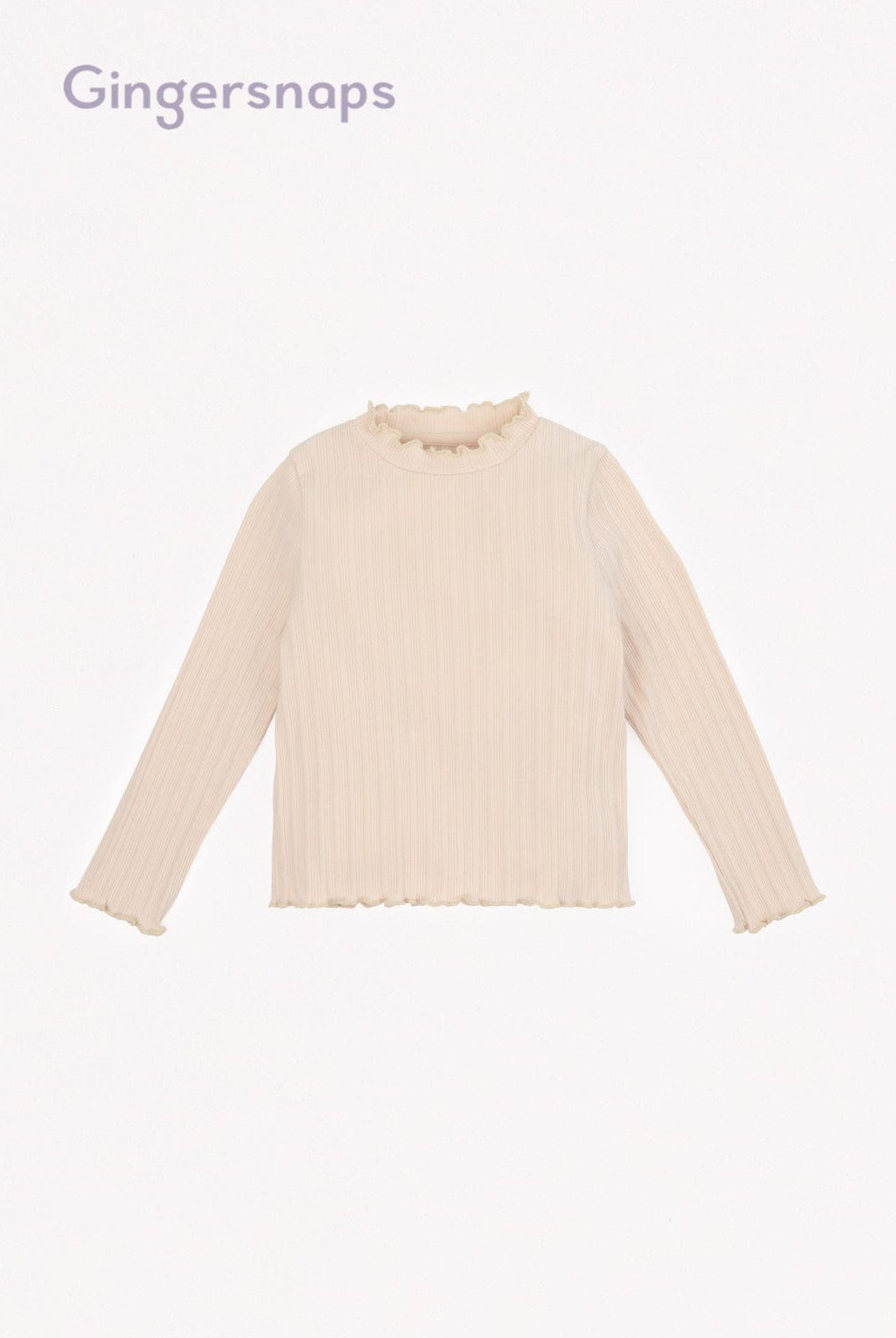 جينجرسنابس بلوزة مضلعة كم طويل بناتي بيج فاتح
