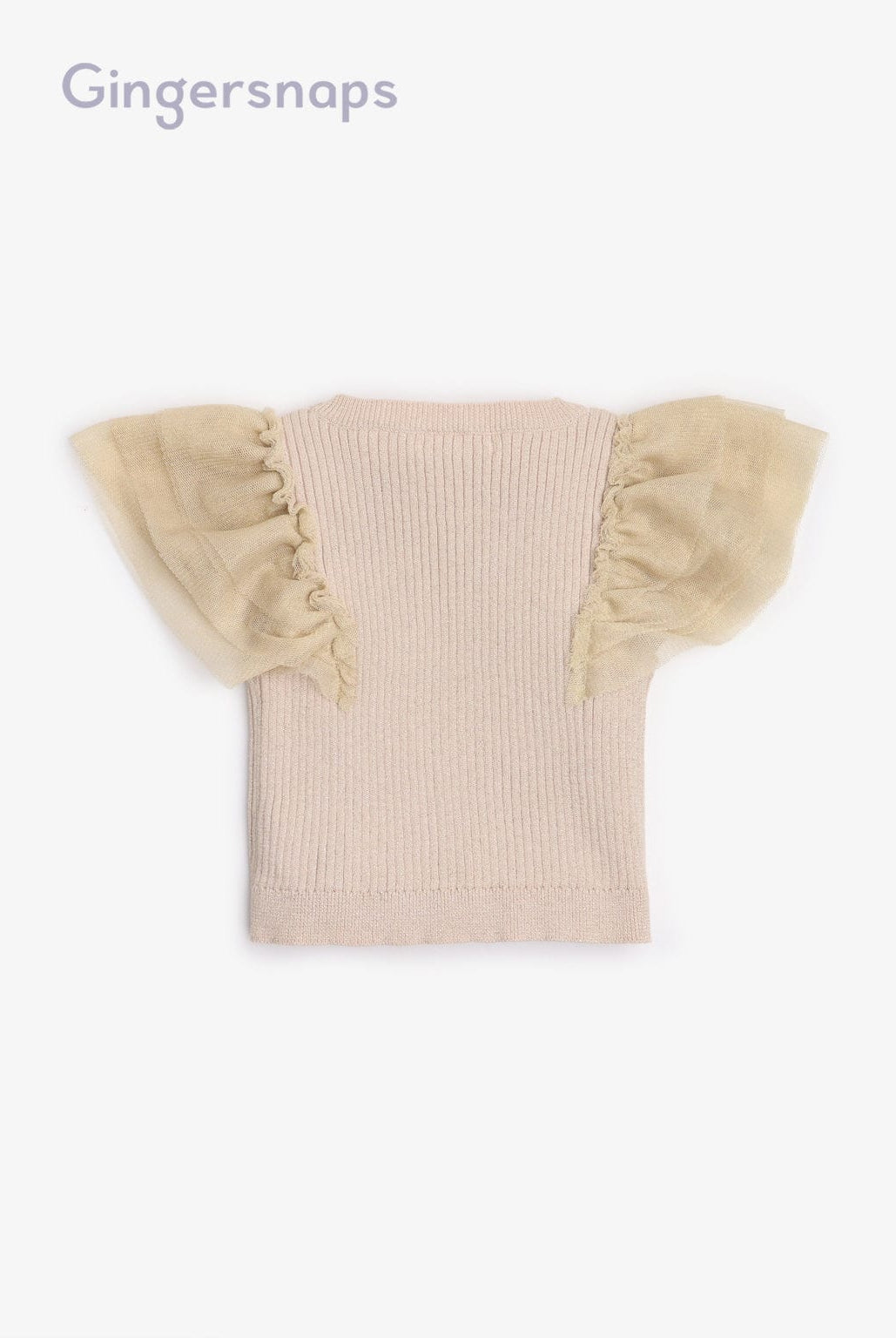 جينجرسنابس بلوزة بناتي مضلع بالطول نص كم تل سادة البيج