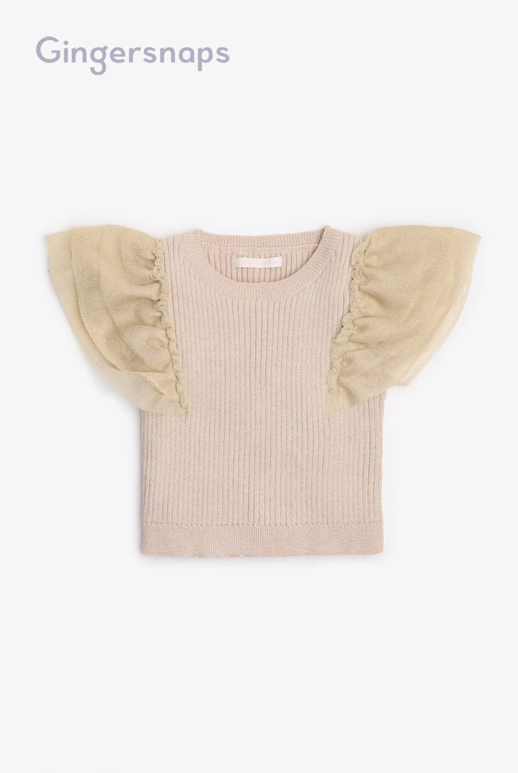 جينجرسنابس بلوزة بناتي مضلع بالطول نص كم تل سادة البيج