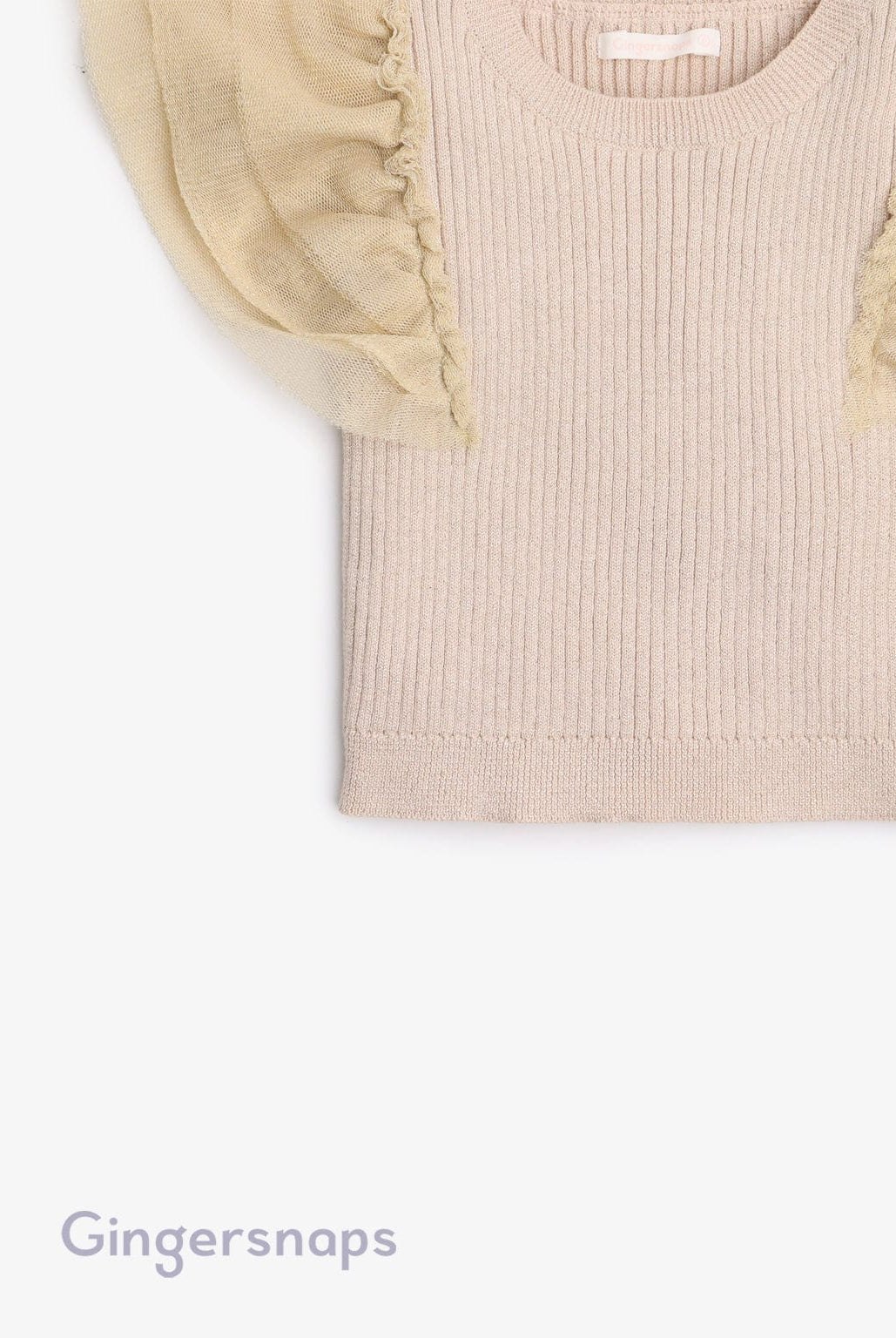 جينجرسنابس بلوزة بناتي مضلع بالطول نص كم تل سادة البيج