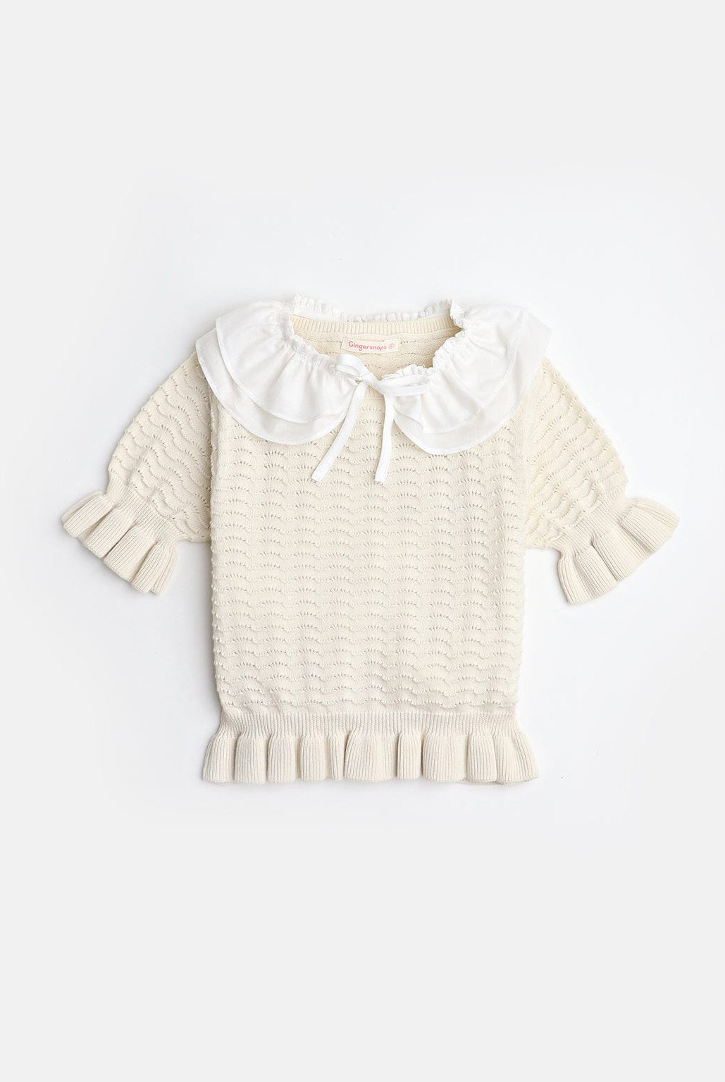 جينجرسنابس بلوزة بناتى كروشيه سادة مزينة بكرانيش بيج