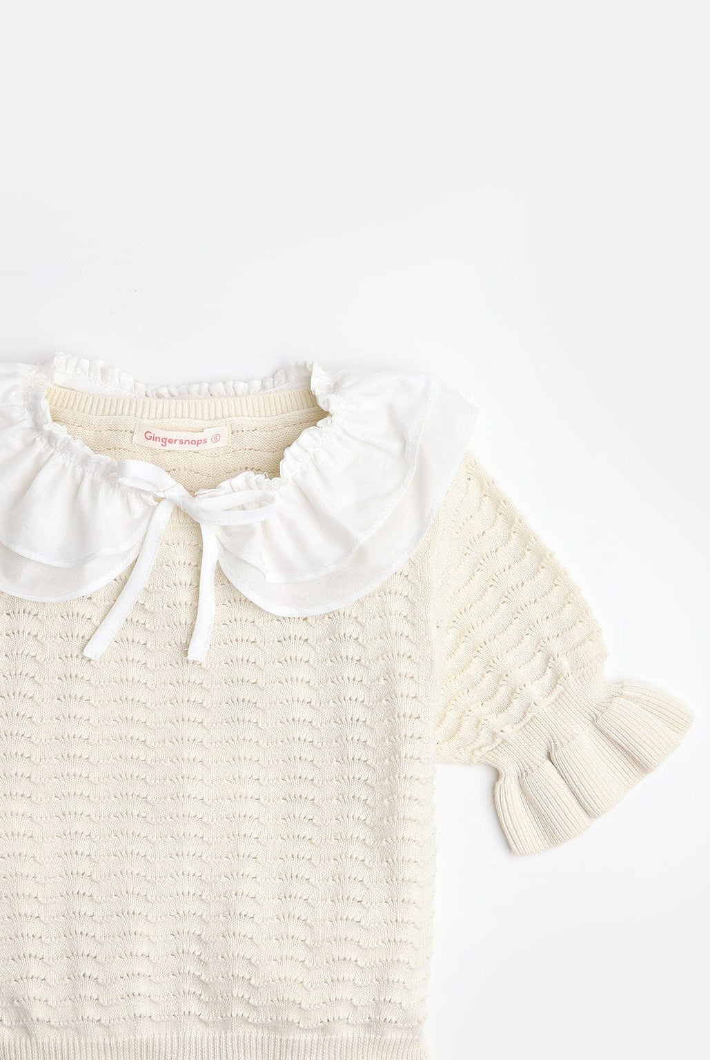 جينجرسنابس بلوزة بناتى كروشيه سادة مزينة بكرانيش بيج