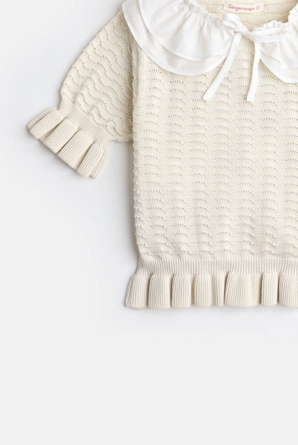 جينجرسنابس بلوزة بناتى كروشيه سادة مزينة بكرانيش بيج