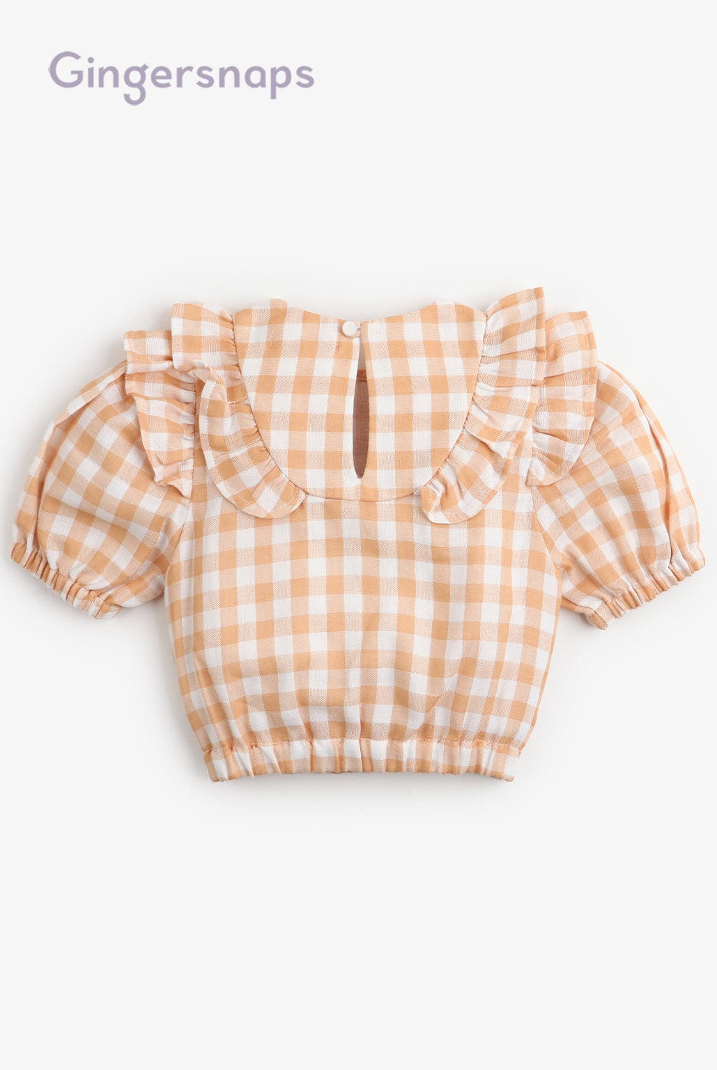 جينجرسنابس بلوزة كاروهات نص كم بف بناتي بني