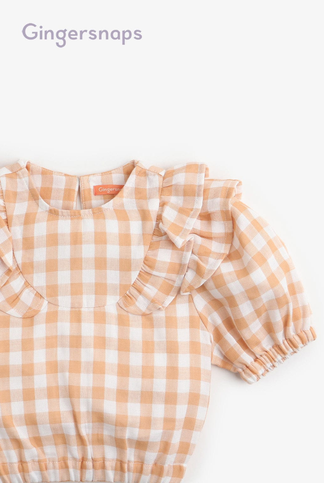 جينجرسنابس بلوزة كاروهات نص كم بف بناتي بني