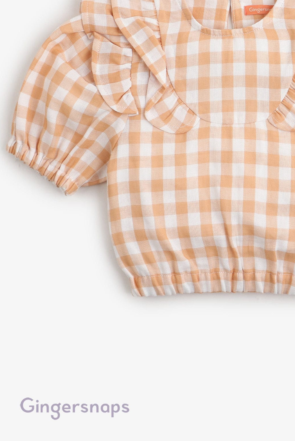 جينجرسنابس بلوزة كاروهات نص كم بف بناتي بني