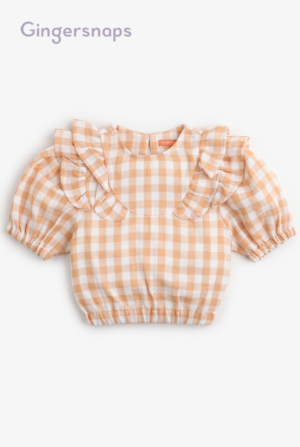 جينجرسنابس بلوزة كاروهات نص كم بف بناتي بني