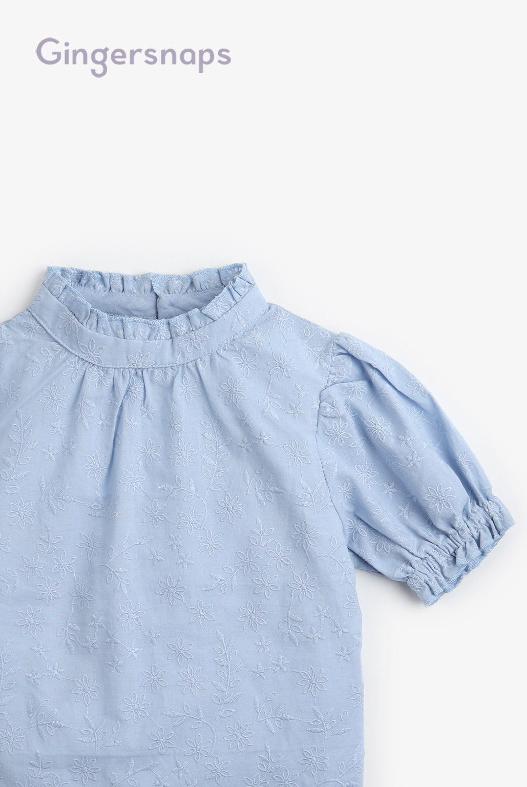 جينجرسنابس بلوزة بناتي منقوشة نص كم بف أزرق